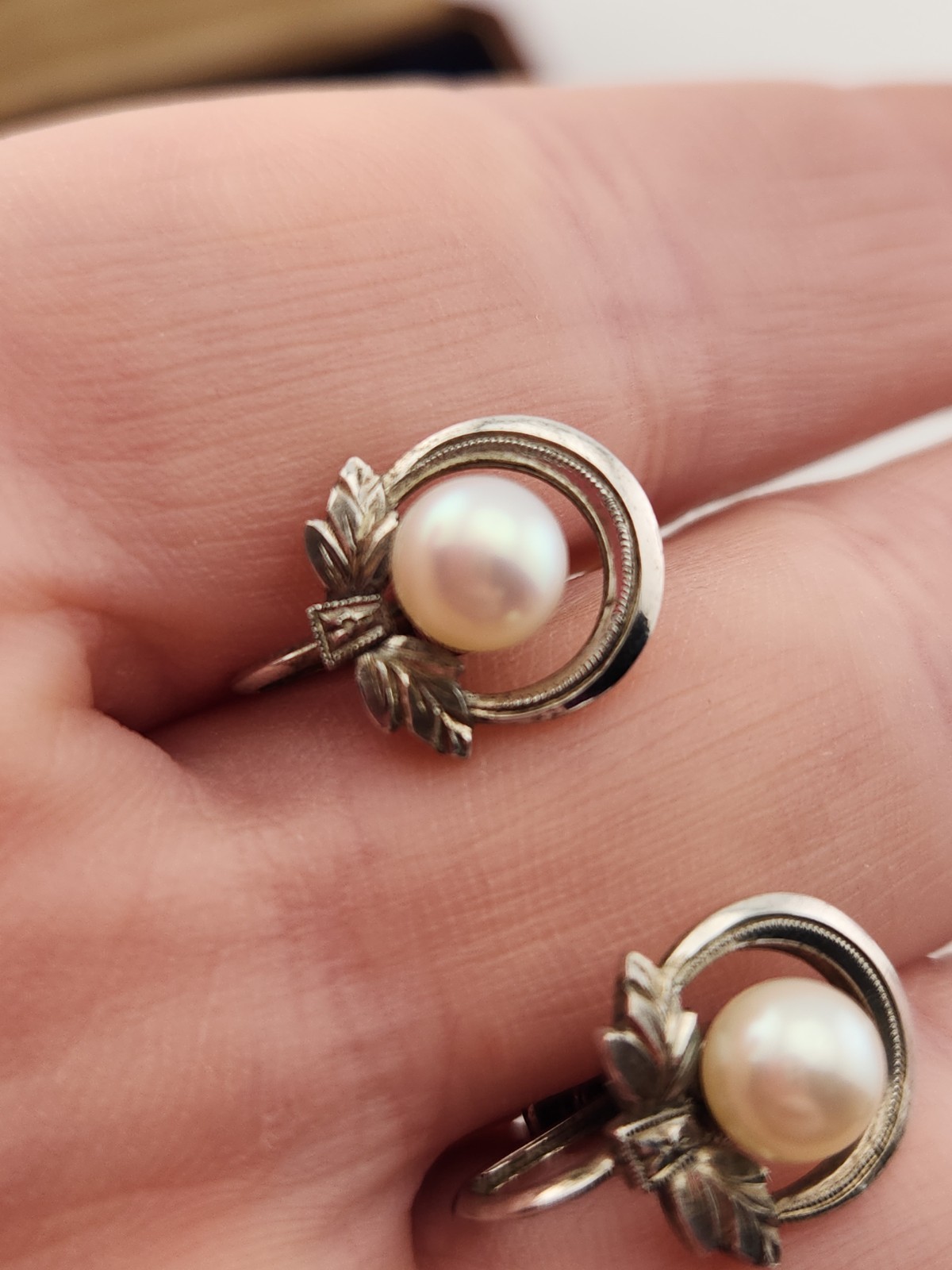 Vintage Mikimoto Pearl Earrings Sterling Silver M S Mark With Box Stunning Gift