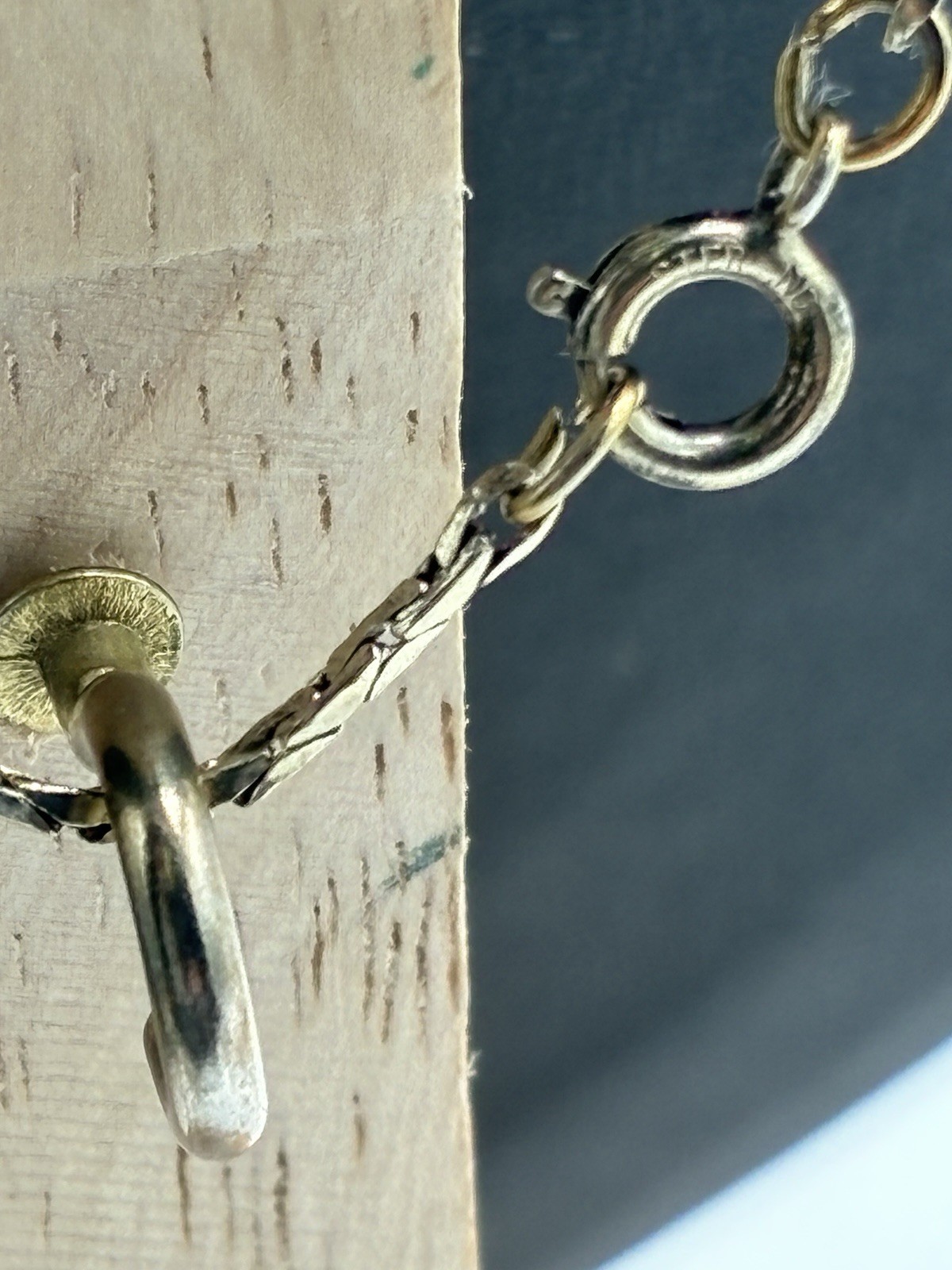 Vintage Sterling Silver Gold Tone Bar Link Chain Necklace 24 Inch Spring Ring