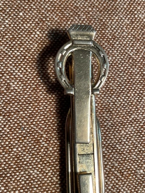 Hadley Nail & Horse Shoe Tie Clip Bar Gold Tone B4