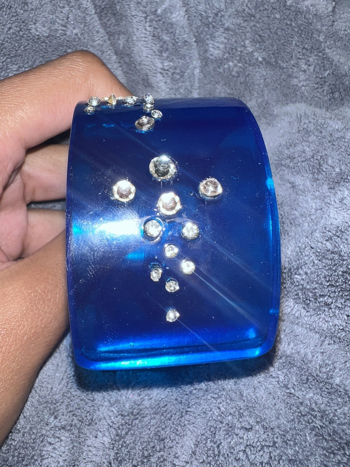 CHRISTIAN DIOR Lucite Cuff Bracelet with Rhinestones