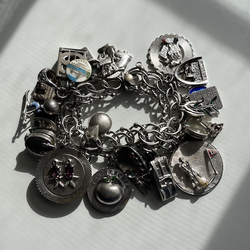 Vintage Original Sterling Silver Charm Bracelet – 37 Charms, 150 Grams