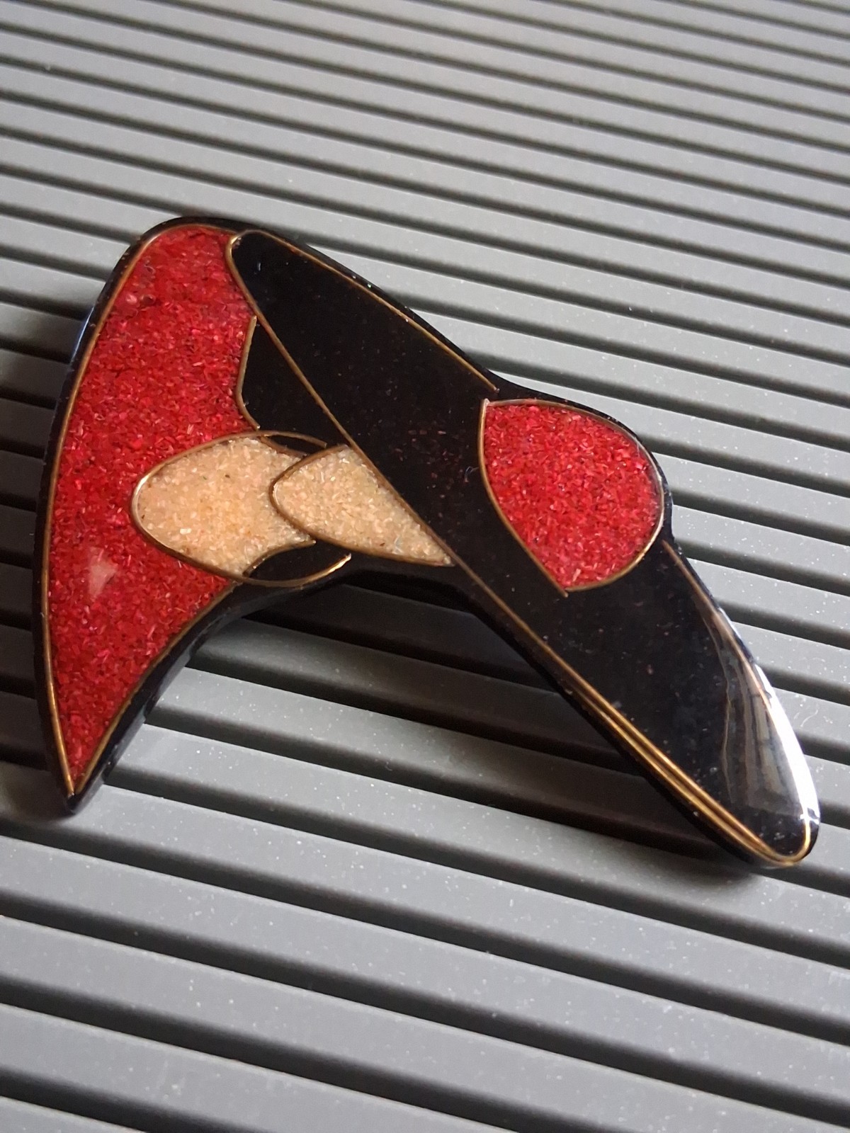 VTG Colormates Enamel Rhinestones Hat Pins Sawdust Art Deco Woman In Red Brooch