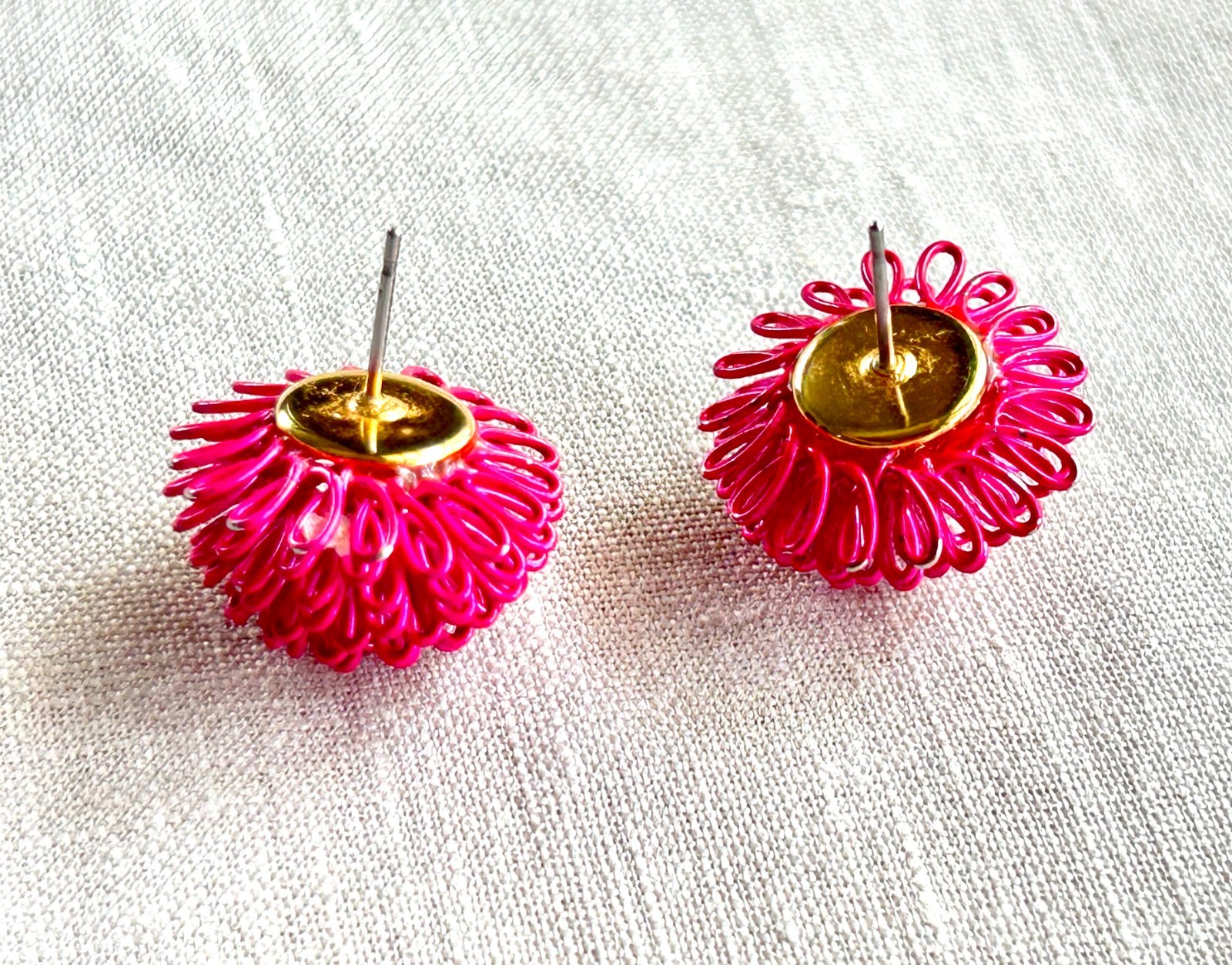 Vintage Earrings Lot of 3 Pairs 60s-80s Boho Tribal Enamel Pink Wire Hoop Studs