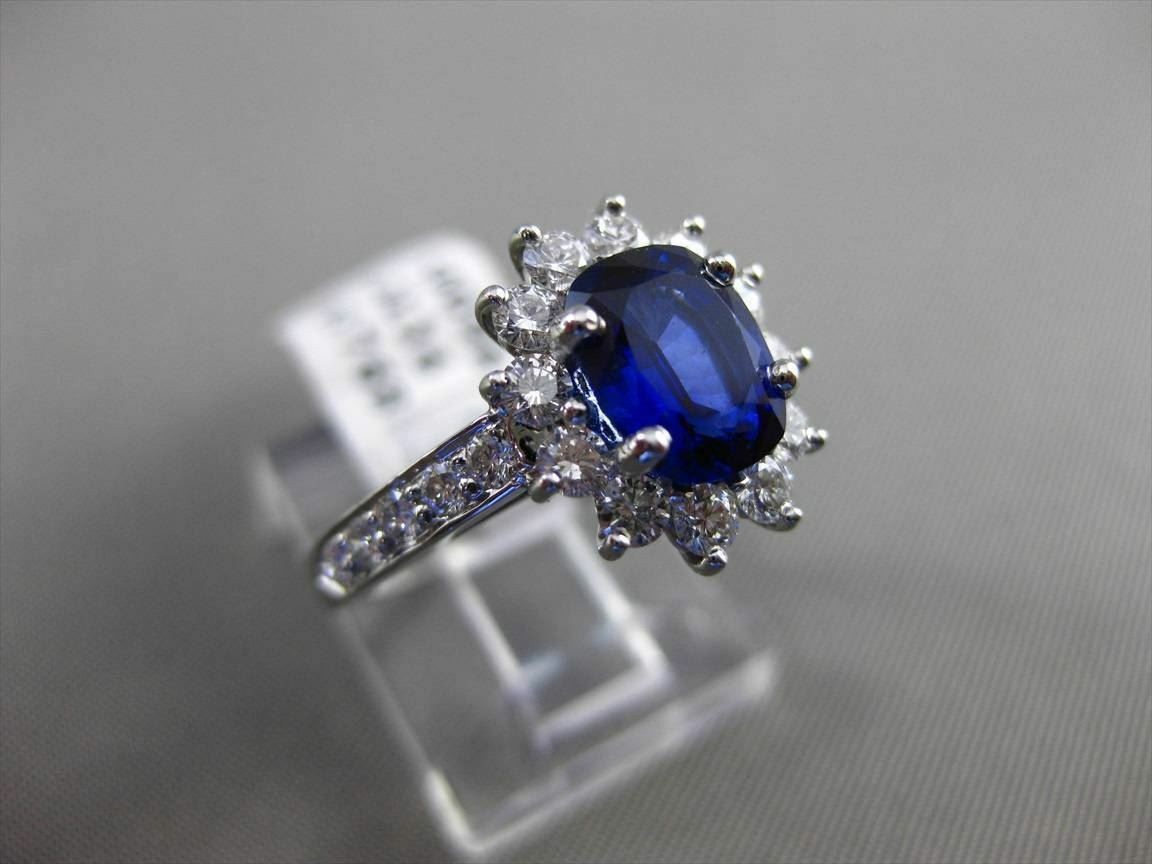 ESTATE 2.41CT DIAMOND & AAA SAPPHIRE PLATINUM DIANA ENGAGEMENT RING E/F VS/VVS