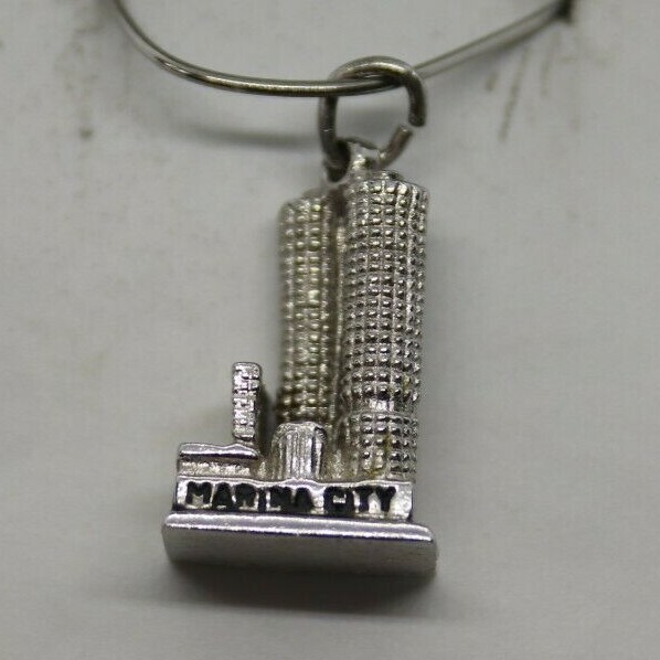 Sterling Silver Chicago Marina City Buildings Charm