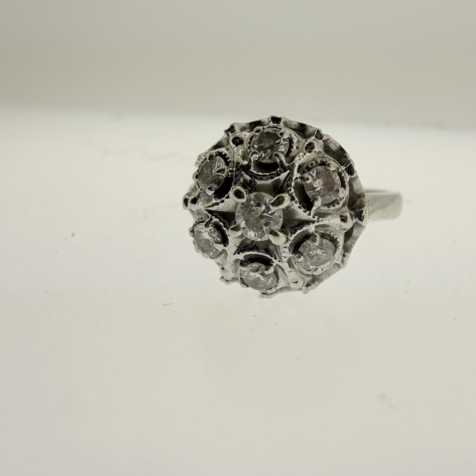 VINTAGE Estate 14k White Gold NATURAL Diamond 0.40CTTW Ring–Size 6