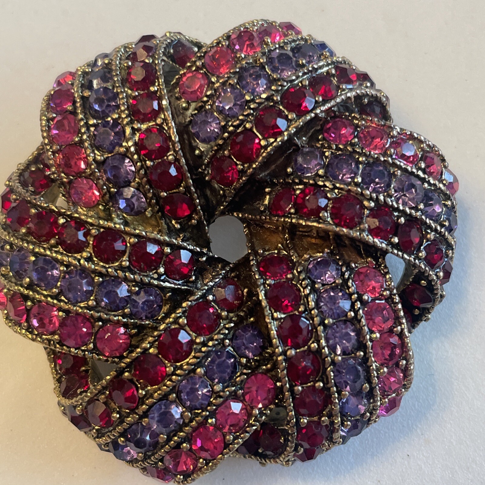 MINT Vintage Monet Signed Red Purple Pink Sparkling Rhinestones Brooch U13