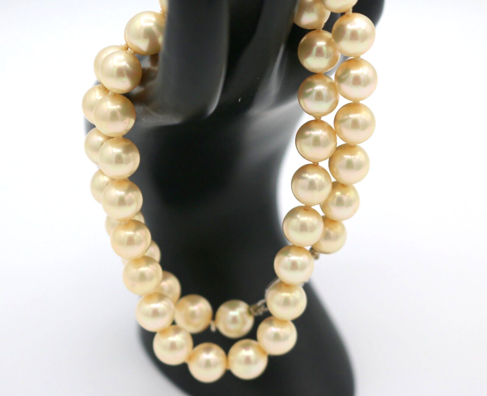 Vintage 14k White Gold Clasp Faux Pearl Knotted Necklace 15”