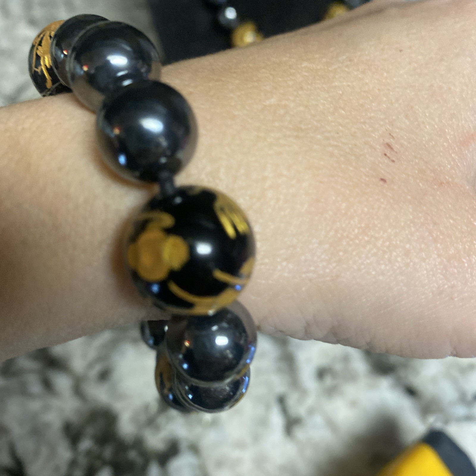 Black Onyx Chinese Embossed Dragon Necklace & Bracelet 925 Earrings Hematite