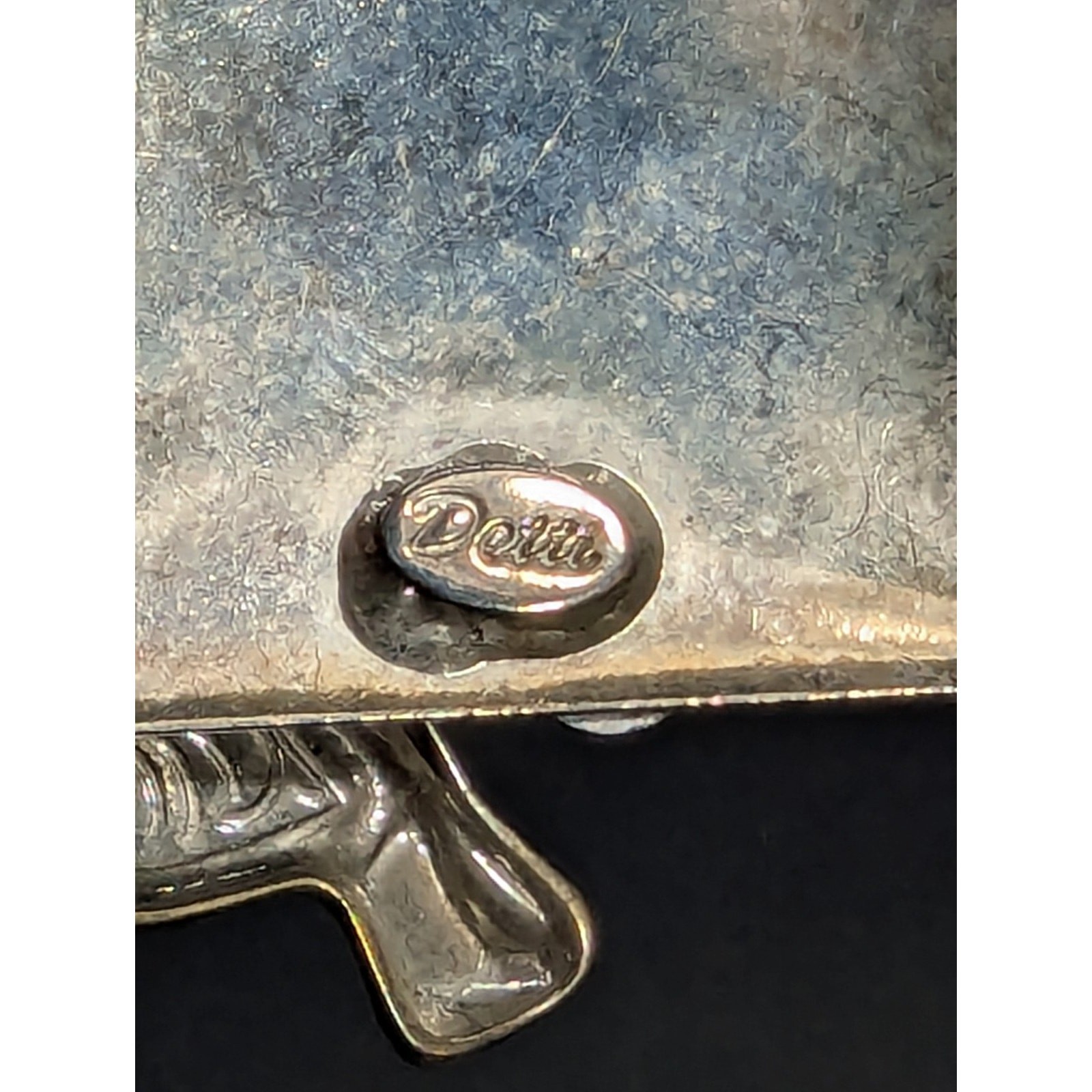 Cowgirl Western Horse Saddle Silver Tone AB Rhinestone Brooch Signed