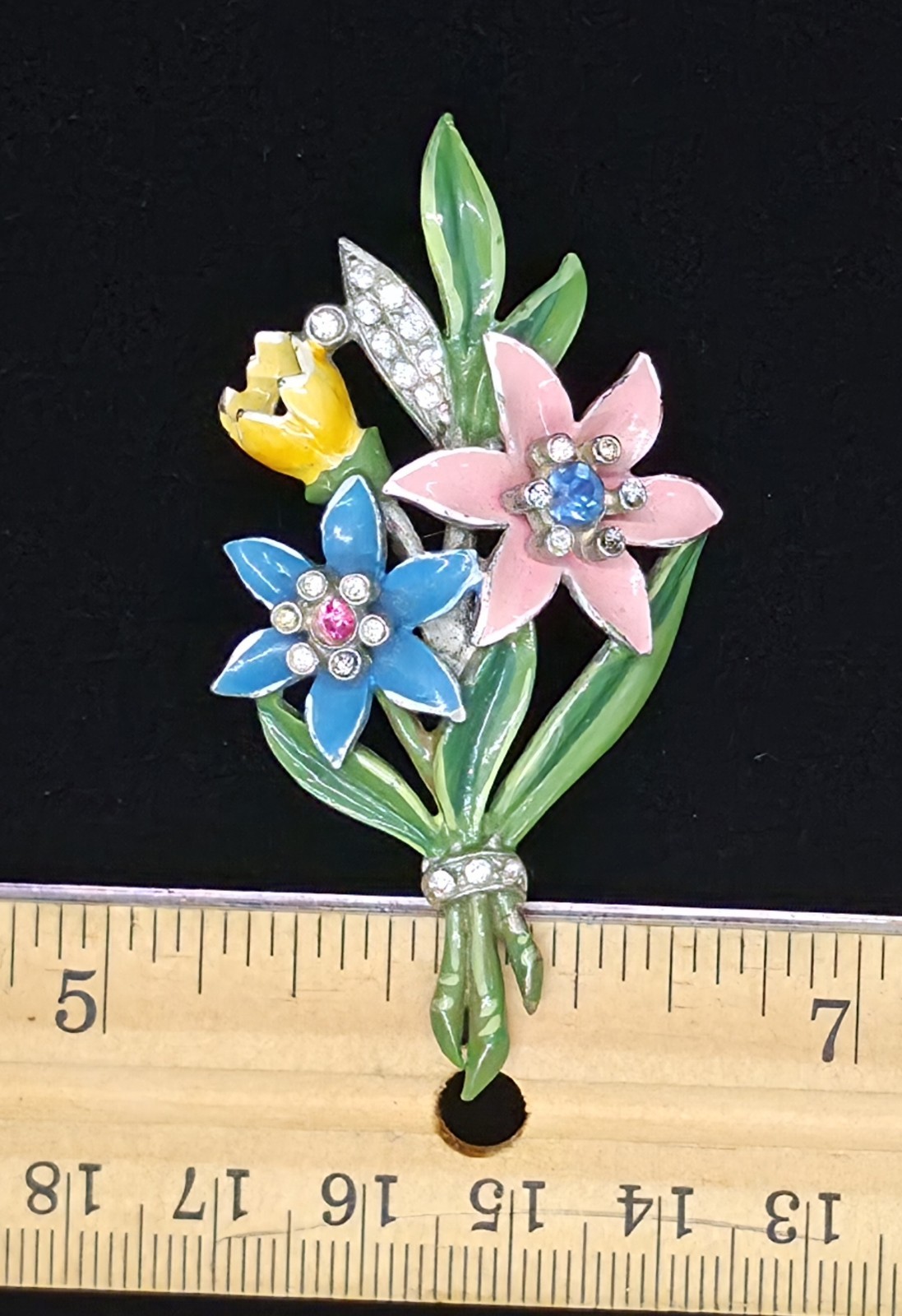 Vtg 1930s Coro Style Floral Bouquet Spray Brooch Pin