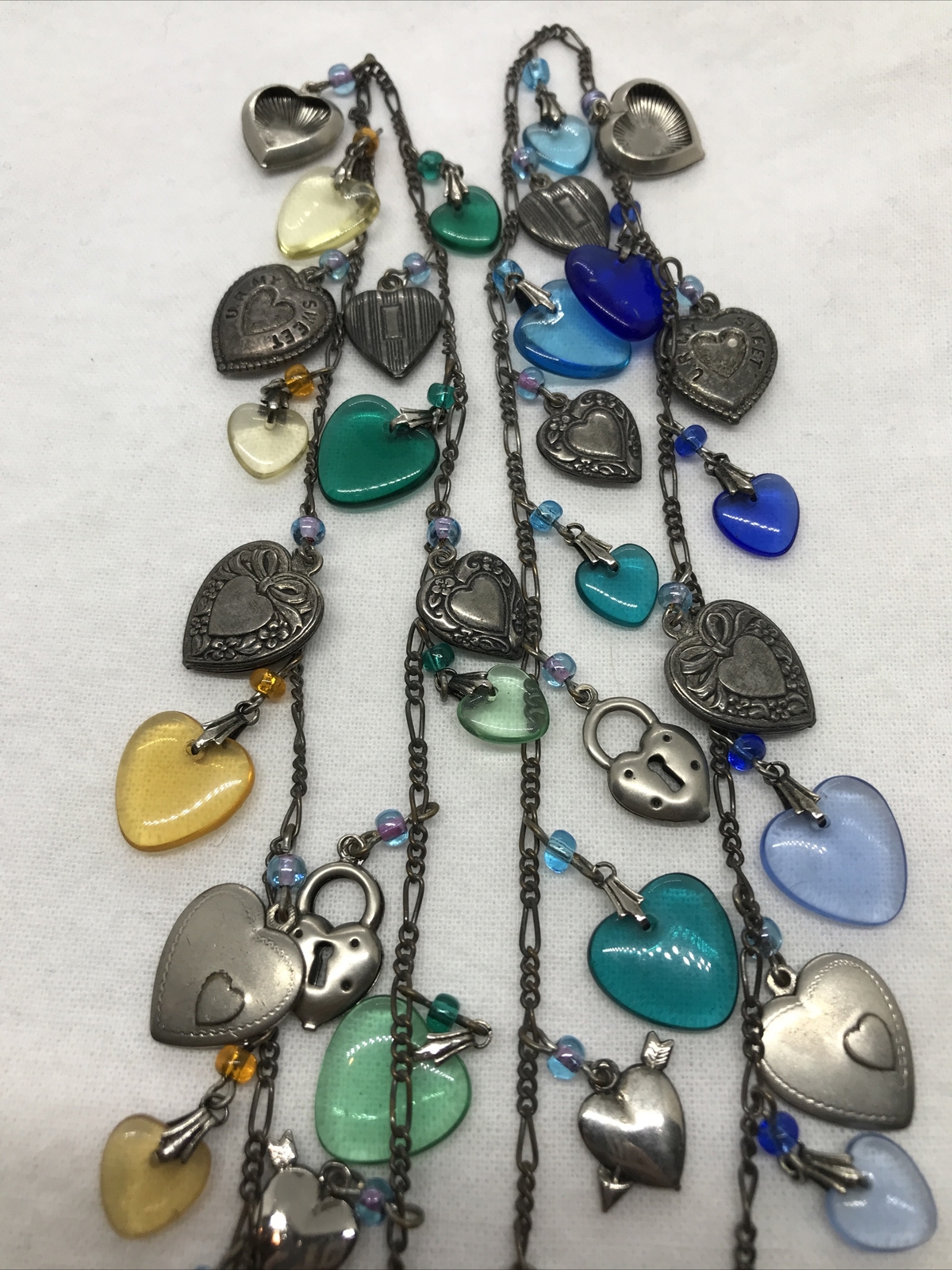 Vintage Glass Works Studio Glass & Silver Charms in Multi Colors Necklace 23