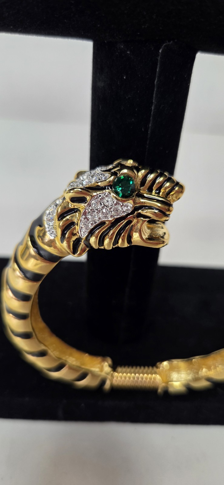 Kenneth J Lane KJL Raja Tiger Enamel & Crystal Bracelet Signed With Box & Papers