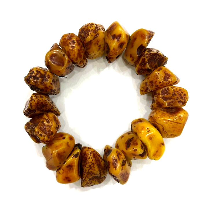 Opulent Natural Amber Powder Beaded Bracelet Vintage Luxury Boho Chic Jewelry