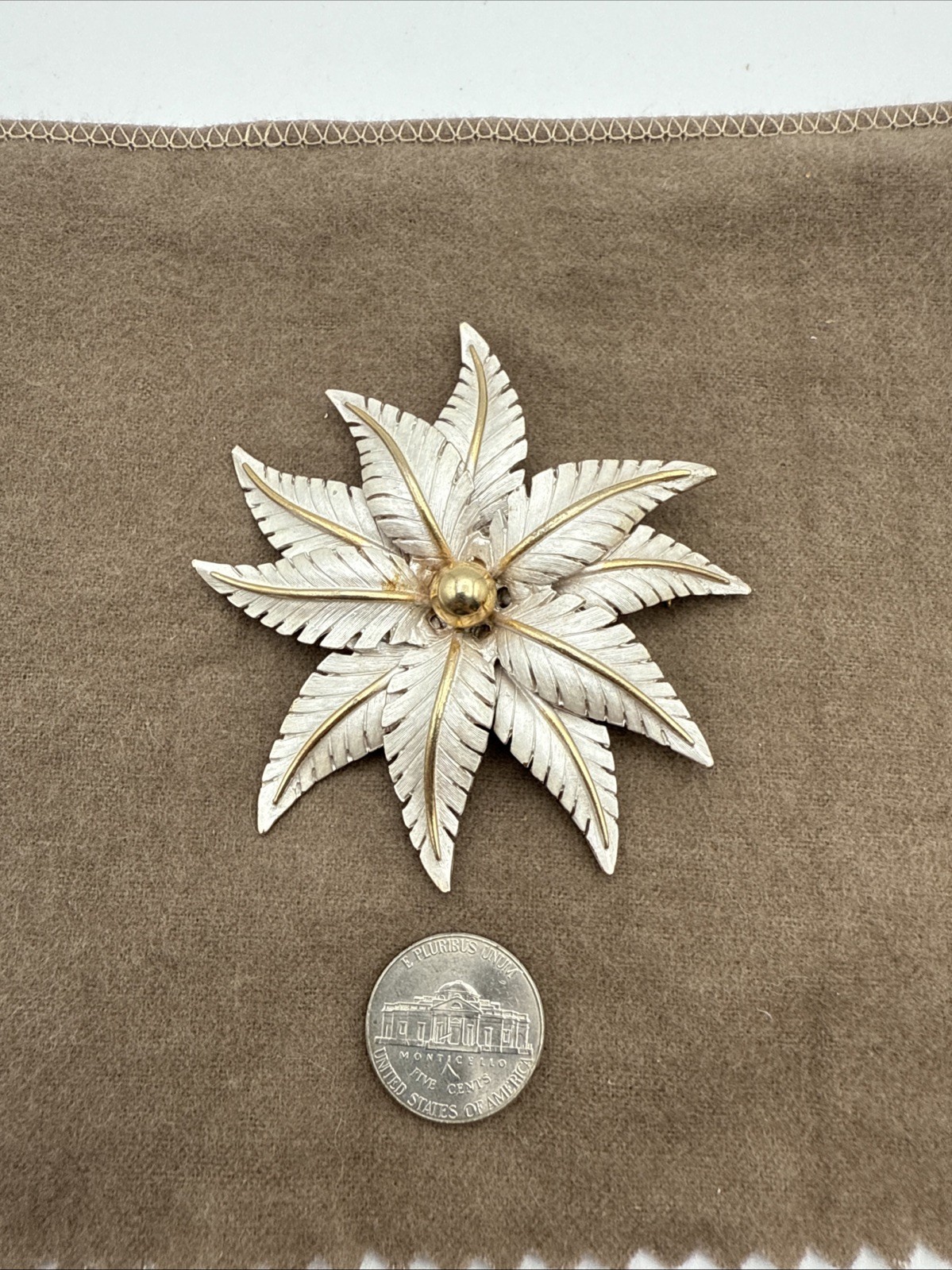 Lisa Jewels Co Leaf Brooch Pin, Iridescent Satin Enamel Finish-W. Germany