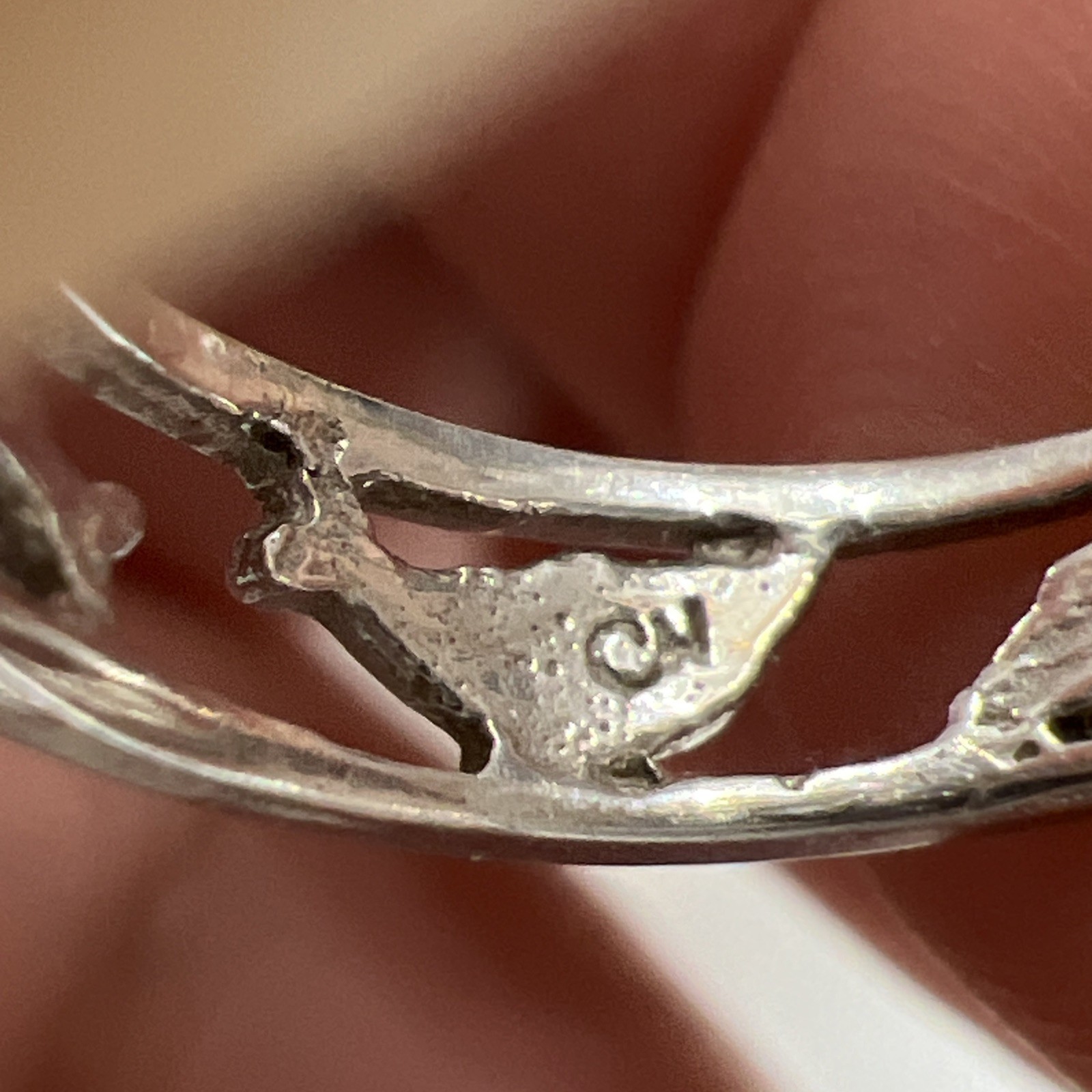 Vintage CW 10k White Gold Dolphin Toe Midi Pinky Child Ring Band Adjustable