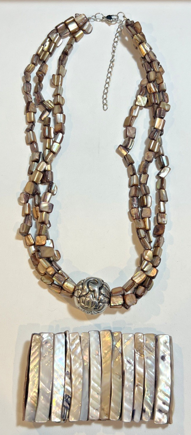 Beautiful Vintage Abalone Necklace & Bracelet Set