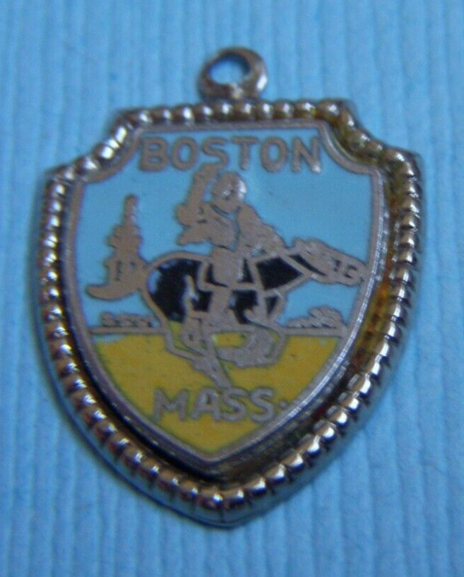 Vintage enamel Boston Paul Revere Massachusetts shield sterling charm
