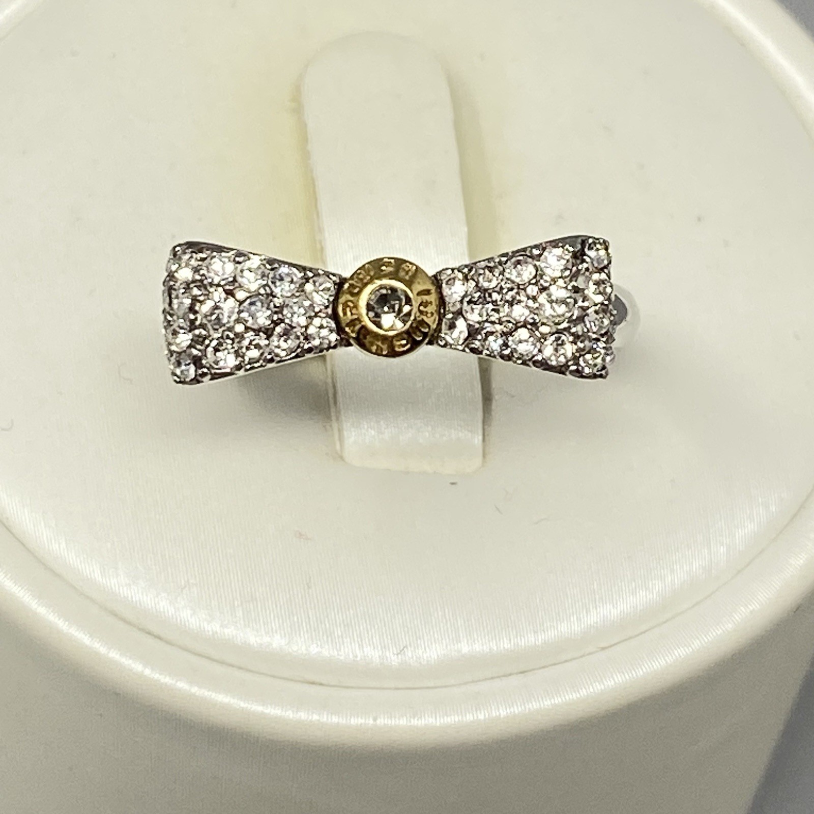 Henri Bendel Bow Coctail Ring Henri Bendel Two Tone Swarovski Crystals Pave 6.5