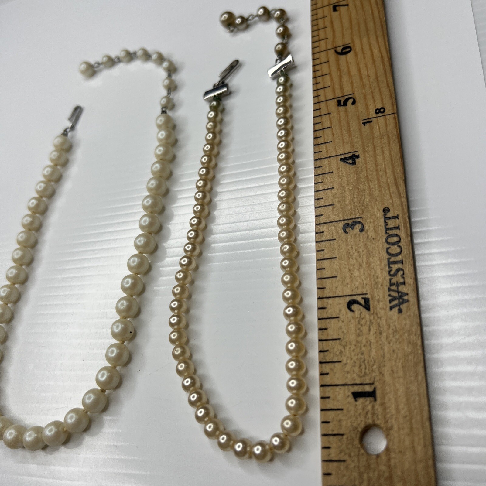 H3.26 Lot Silver Hook Clasp Choker 60s Glam Deco Vintage Flapper necklace 14”