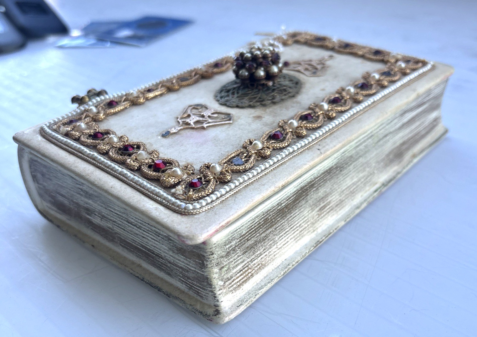 Vintage Jewelry Box Junk Ceramic Lot Christian Catholic Religious Themed Nice