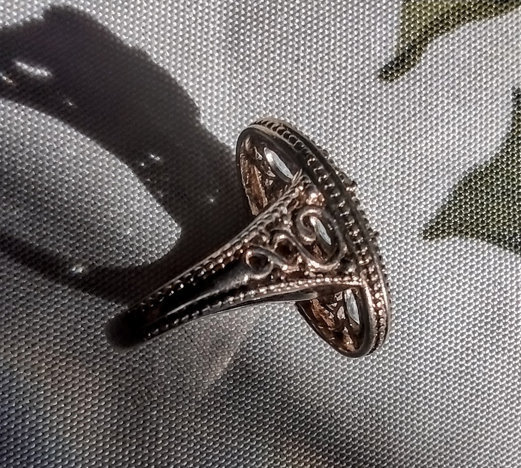 Fancy Vermeil STERLING BERYL Multi 7 OVAL stones gem – RING – Size 7.5