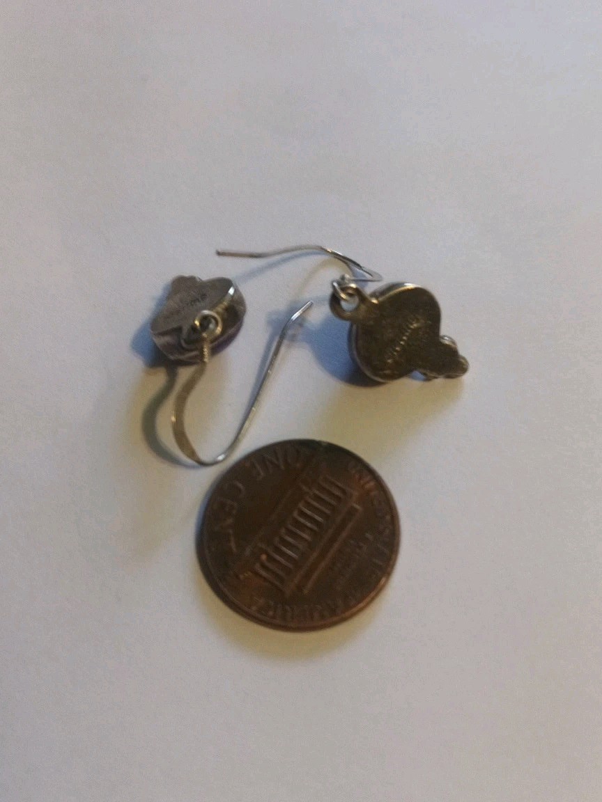 Vintage Sterling Silver Purple Iolite 1.25″ Dangle Hook Earrings
