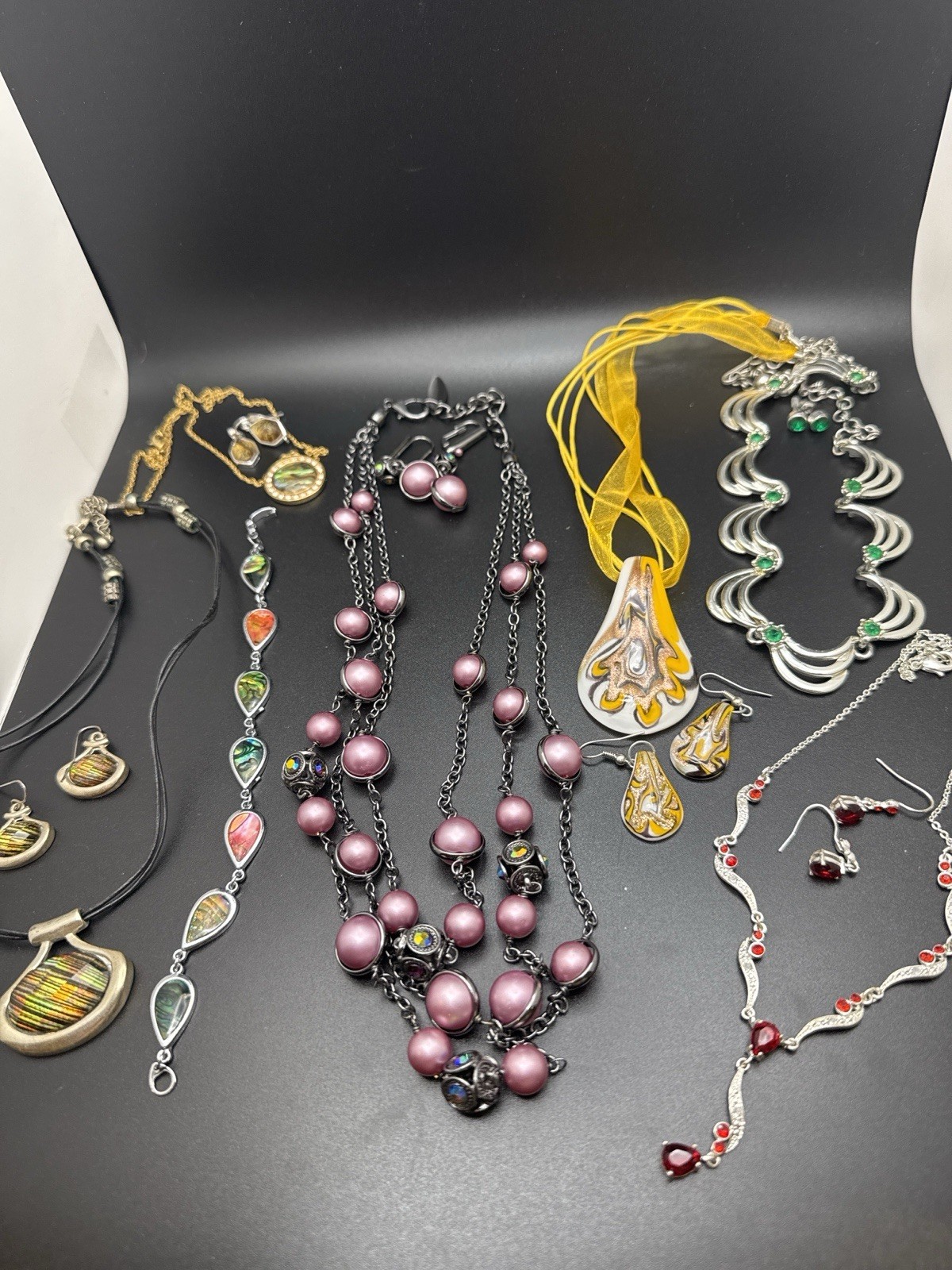 Vintage Costume Jewelry Lot Matching Necklace Earring Sets Boho Statement