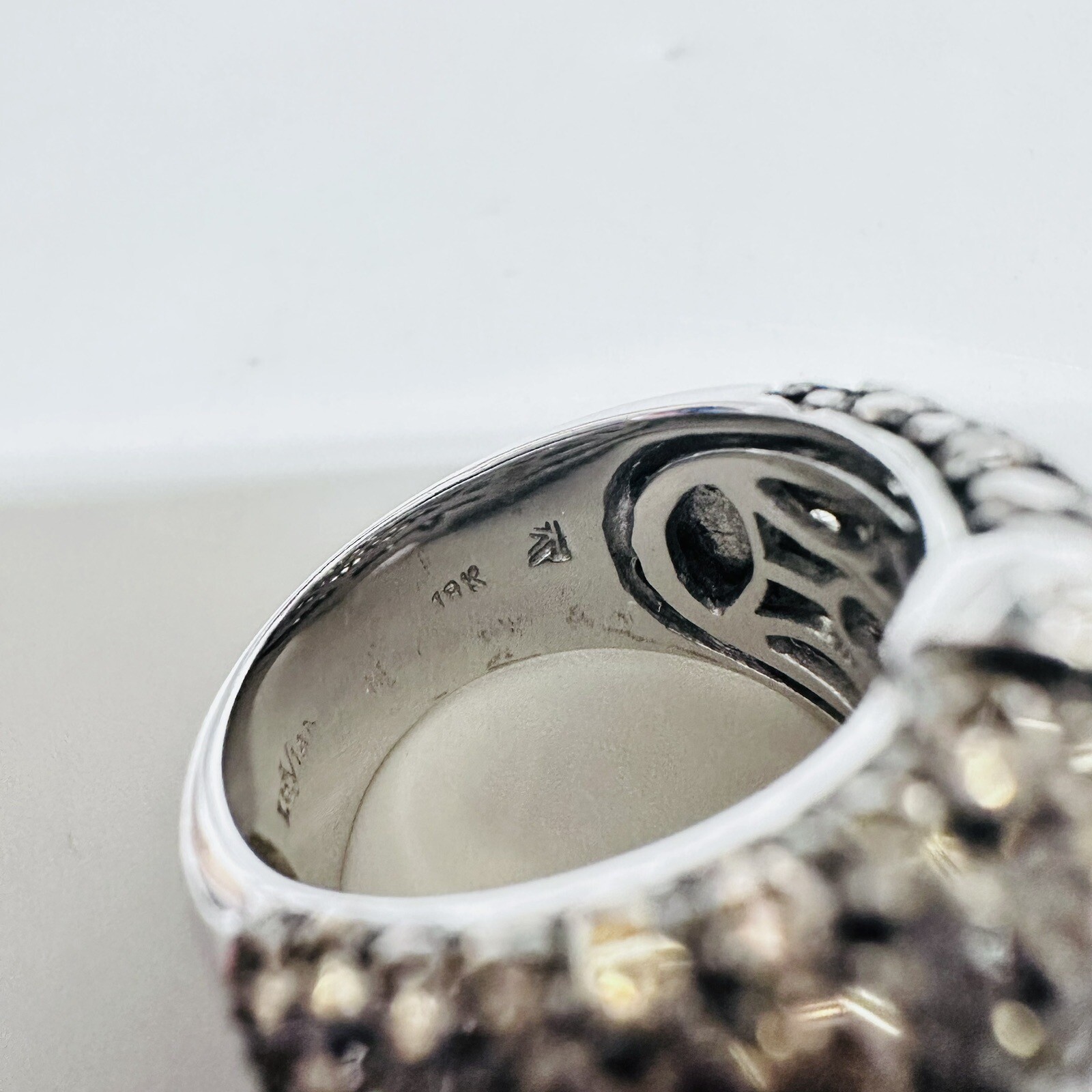 Vintage $10K Le Vian 18k White Gold 4.50cts Champagne & White Diamond Ring