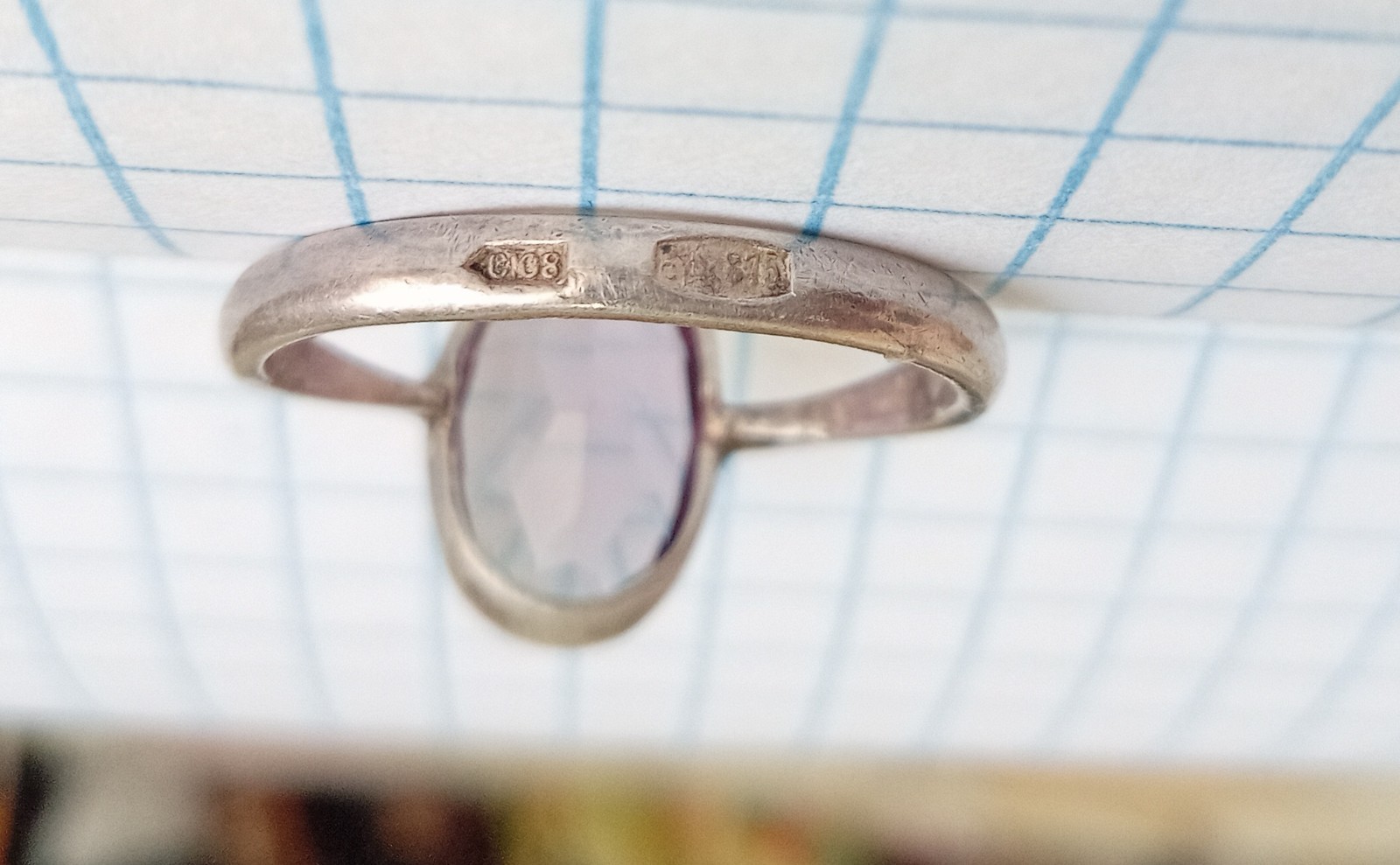 Vintage Beautiful Ring purple stone Silver 875 star USSR times Jewelry size 6.75