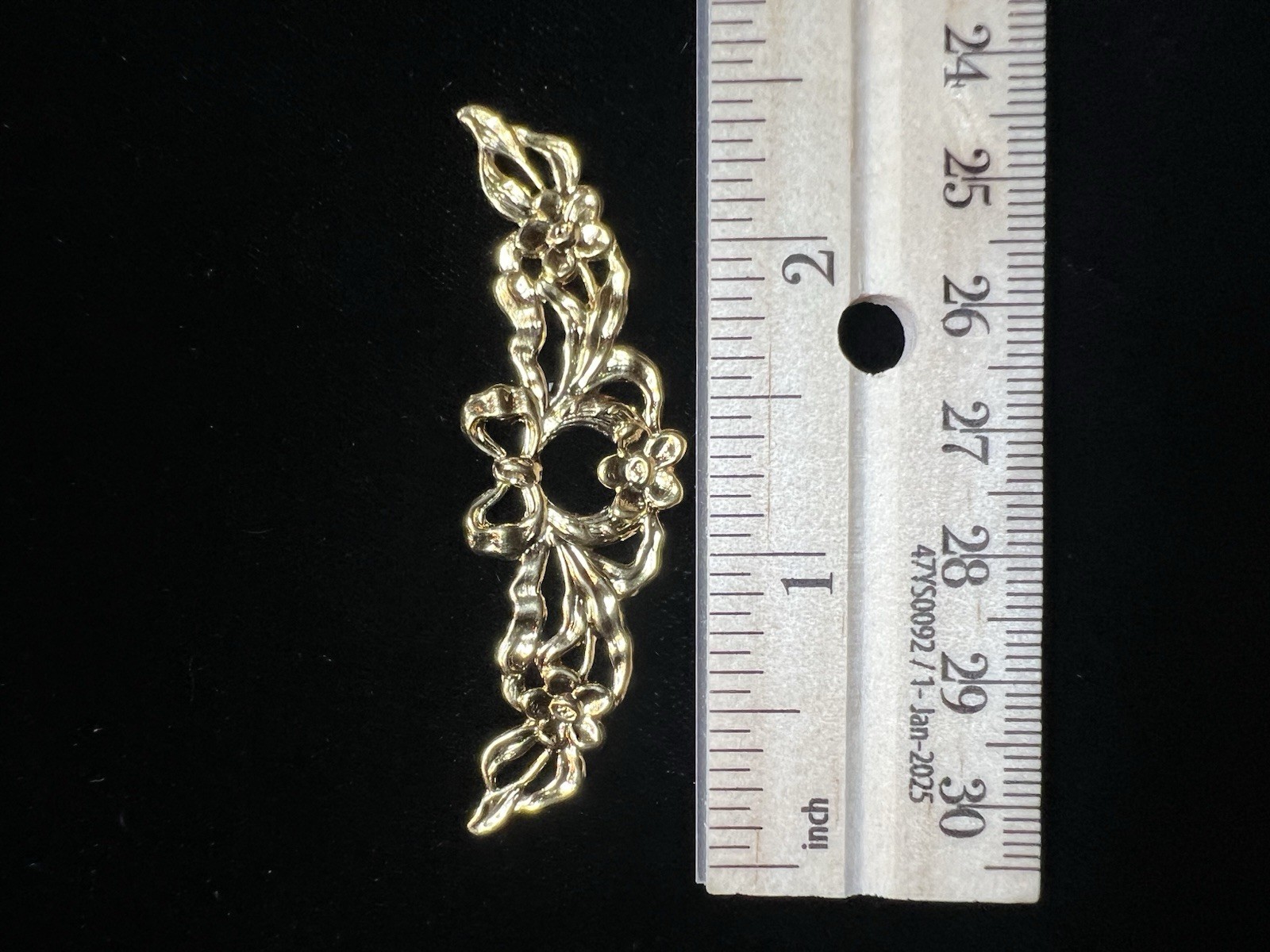 Large Vintage Gold Plated Brass Stamping Bows/Floral Sconce for Jewelry/Crafting