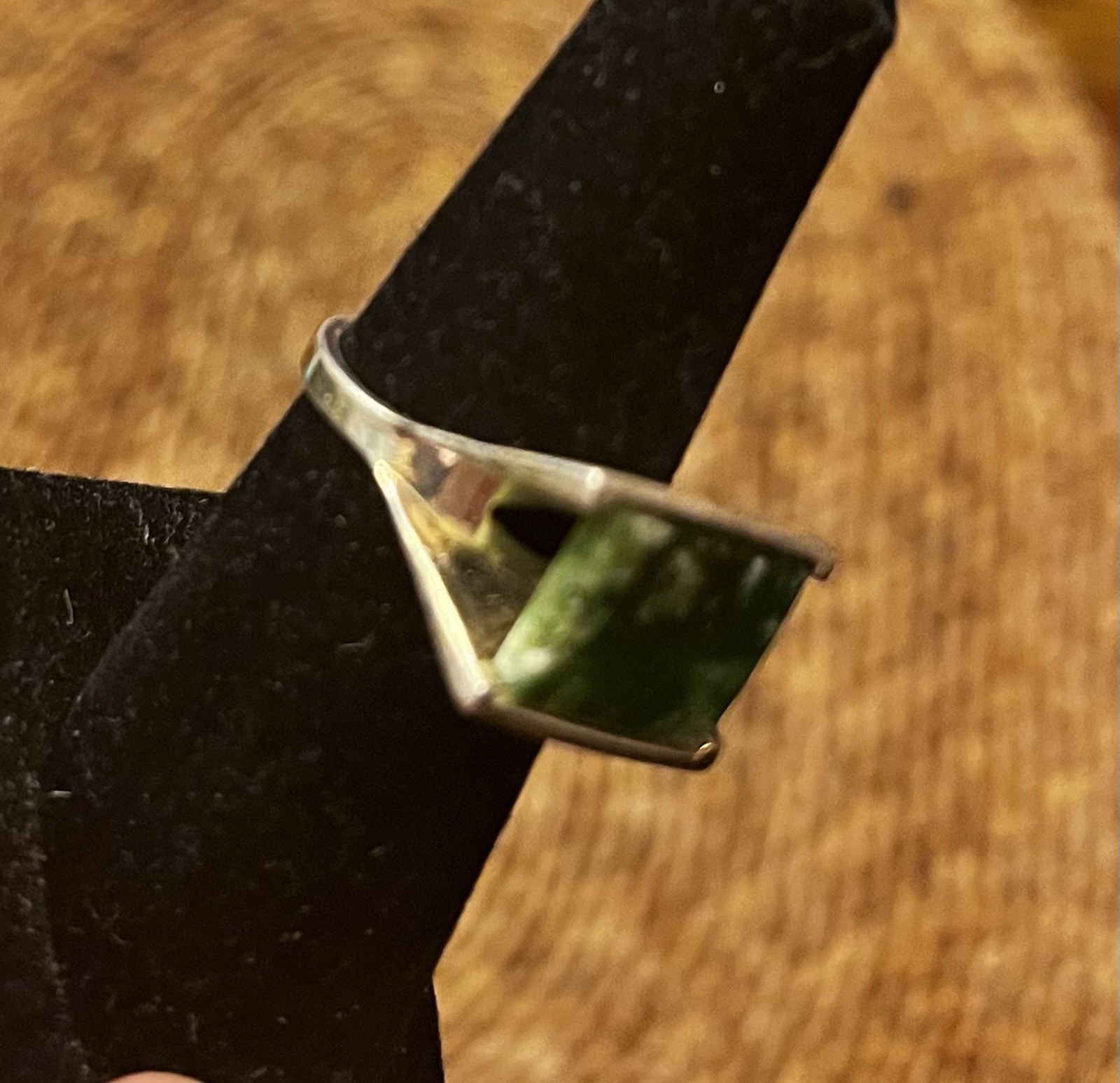 10 K GF Square Green Moss Agate Ring Size 7