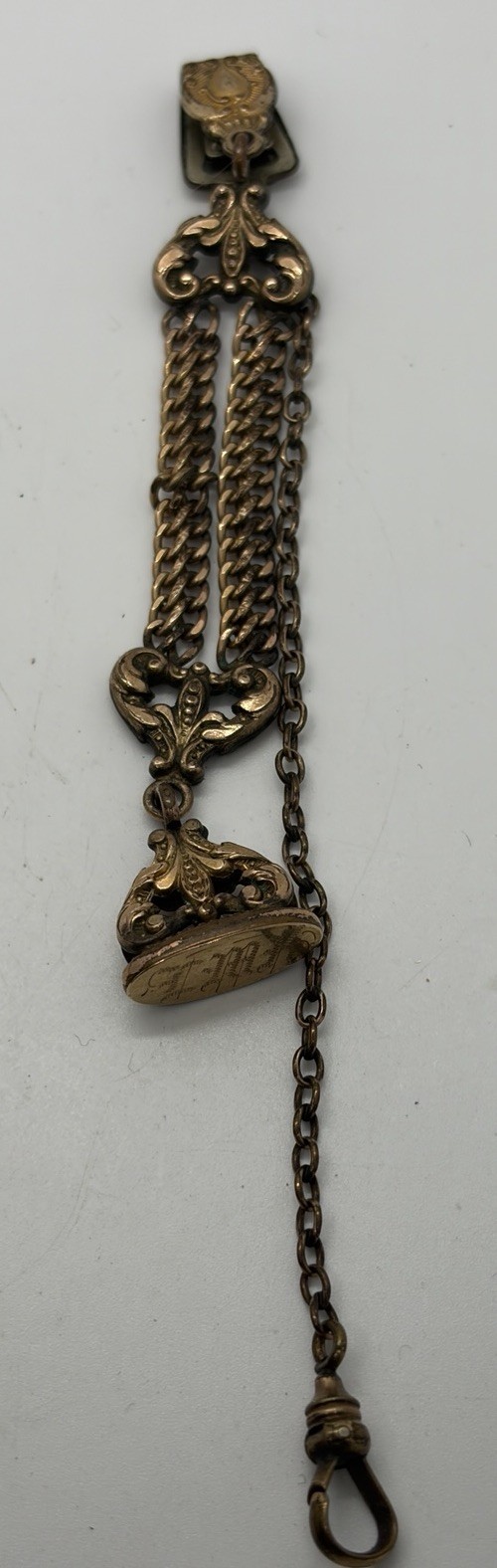 LOT Of 8 Antique Gold Filled Watch Chains Fob, Locket, Brooch, Pendant