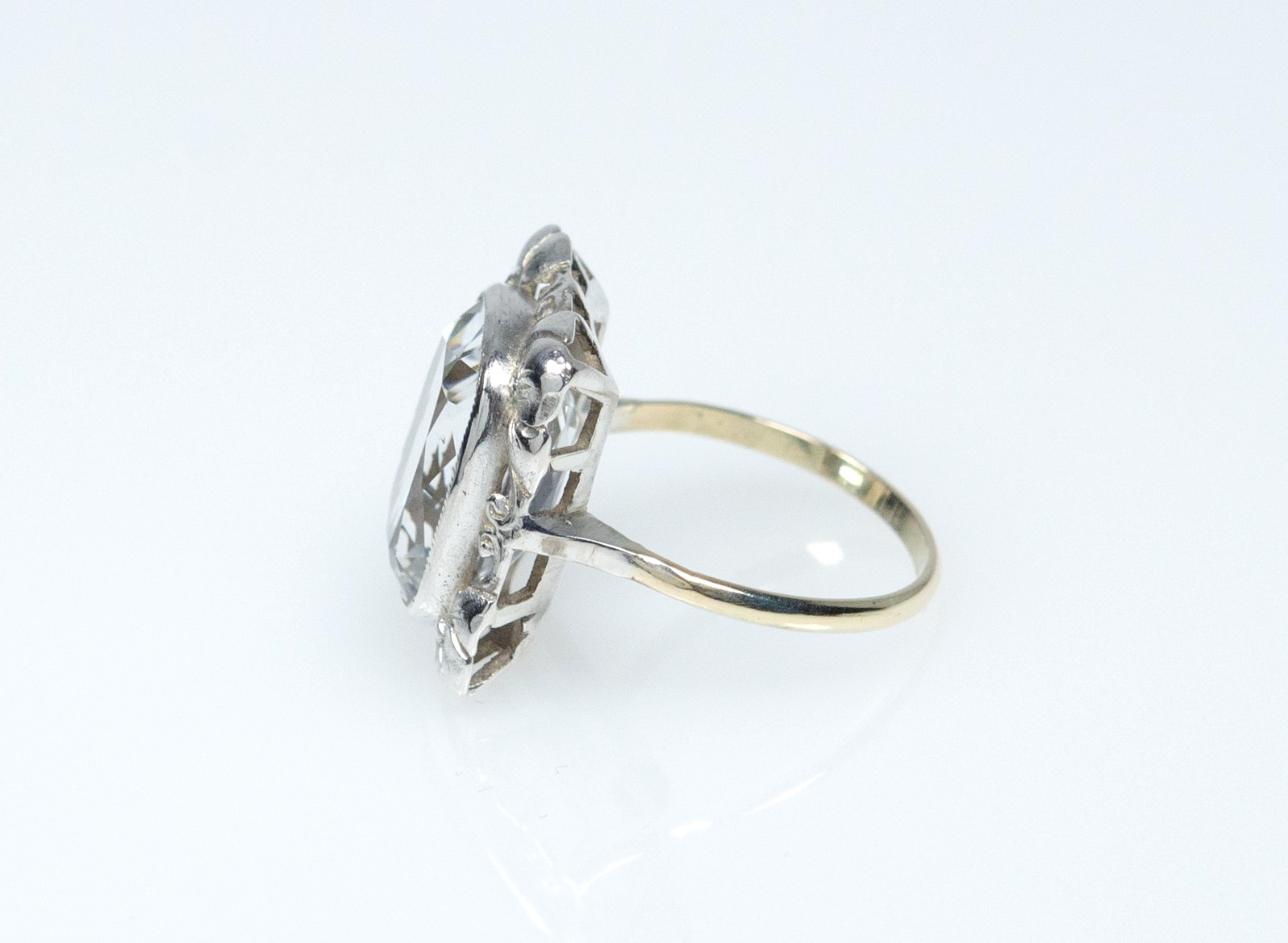 585 Gold/Silver Antique Ring Natural 8.50 ct Aquamarine Handmade 14K