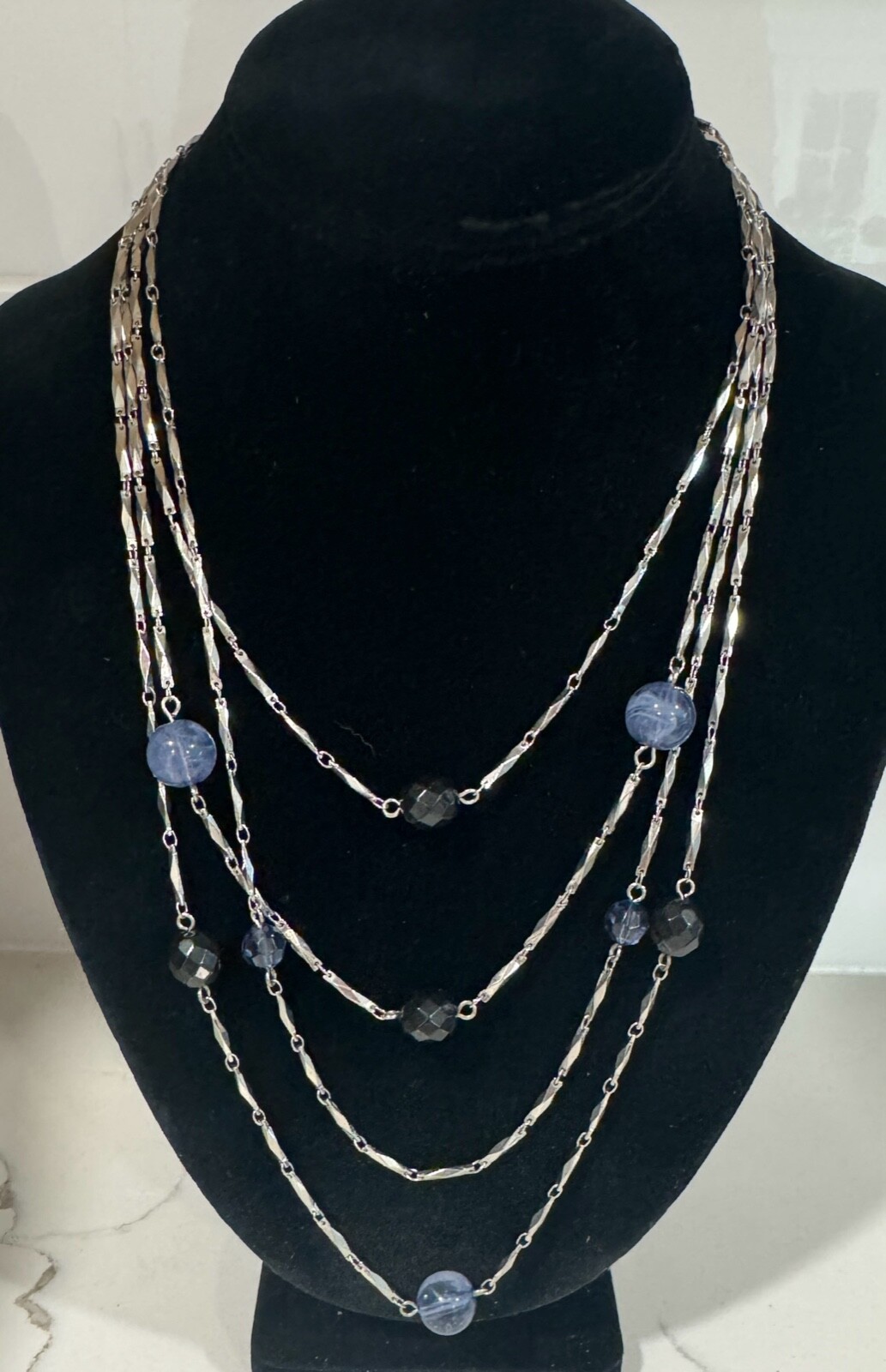 Beautiful 17-18″ ST Multi Strand Chain & Bead Accent Necklace by EXPRESS – Glass