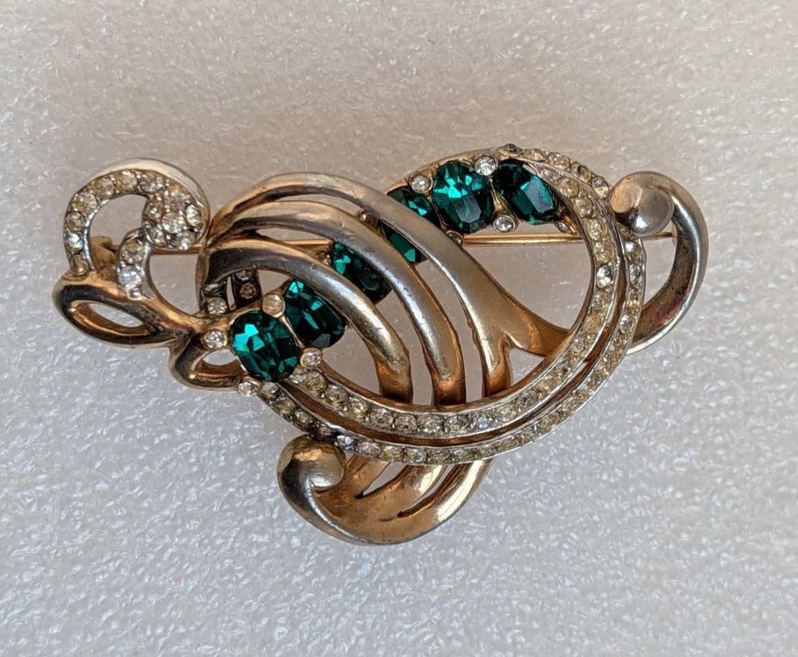 Vintage Signed JOLLE Gold Wash Silver Art Nouveau Art Deco Brooch