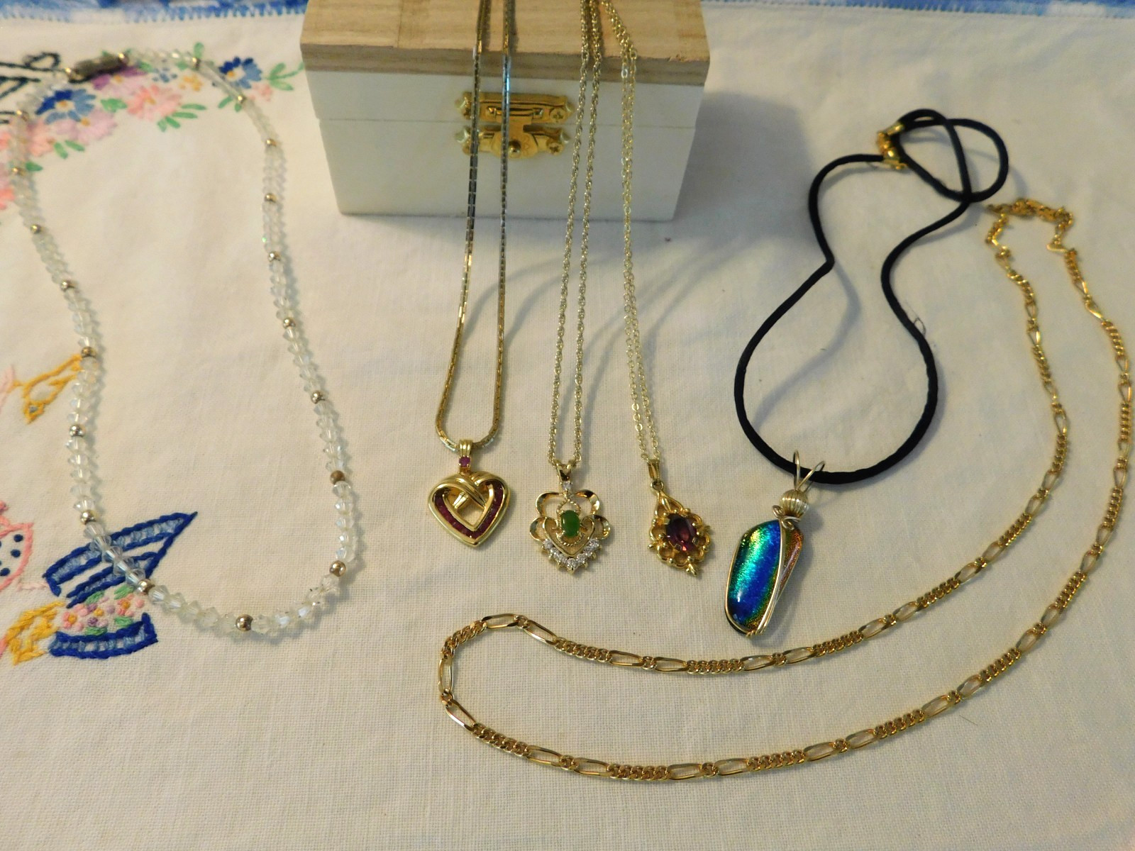 Pendant Necklaces LOT of Six Murano Art Glass Danbury Mint Jade Crystal Amethyst