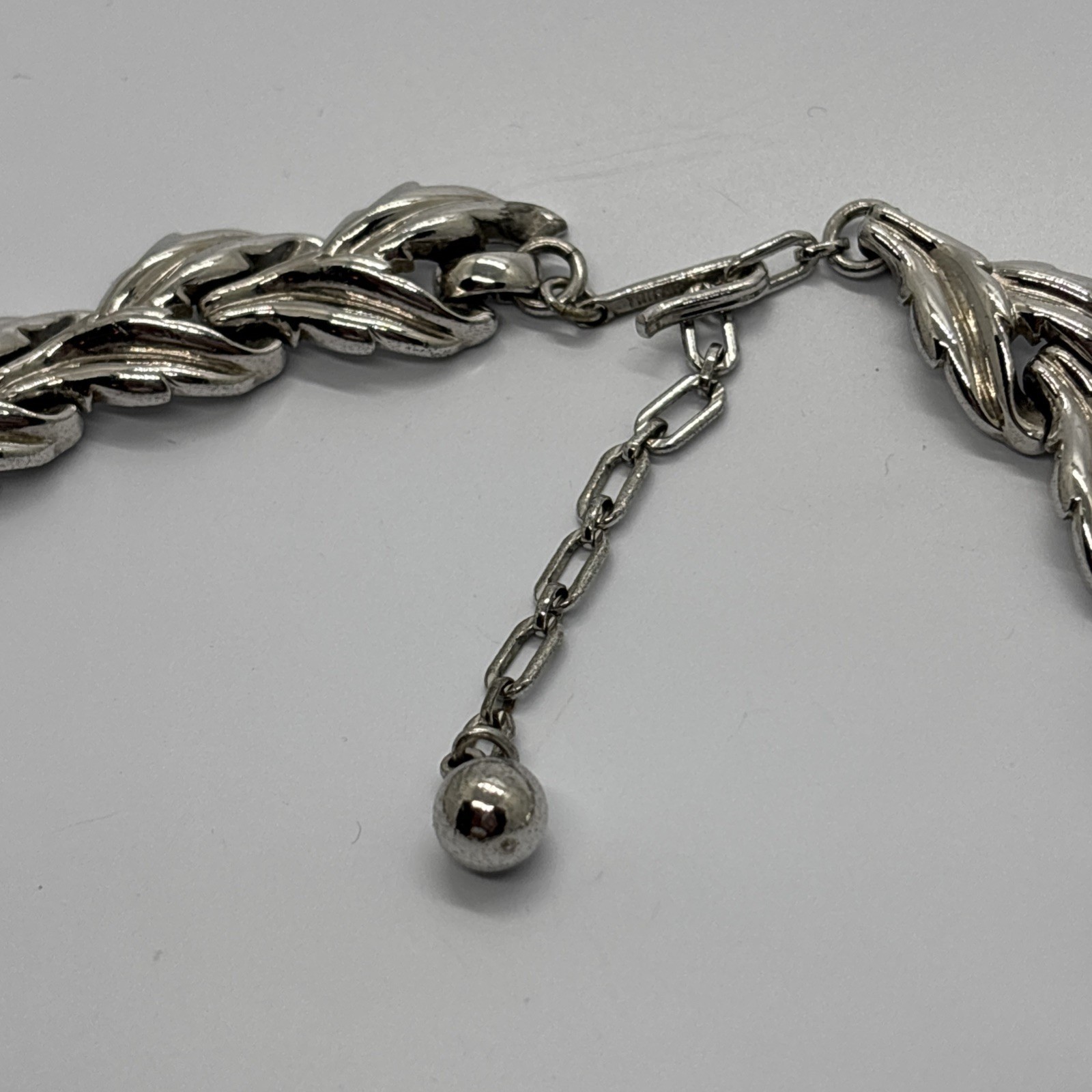 Choker Necklace Silver Tone Trifari Patent Pending Leaf Vintage Mid Century