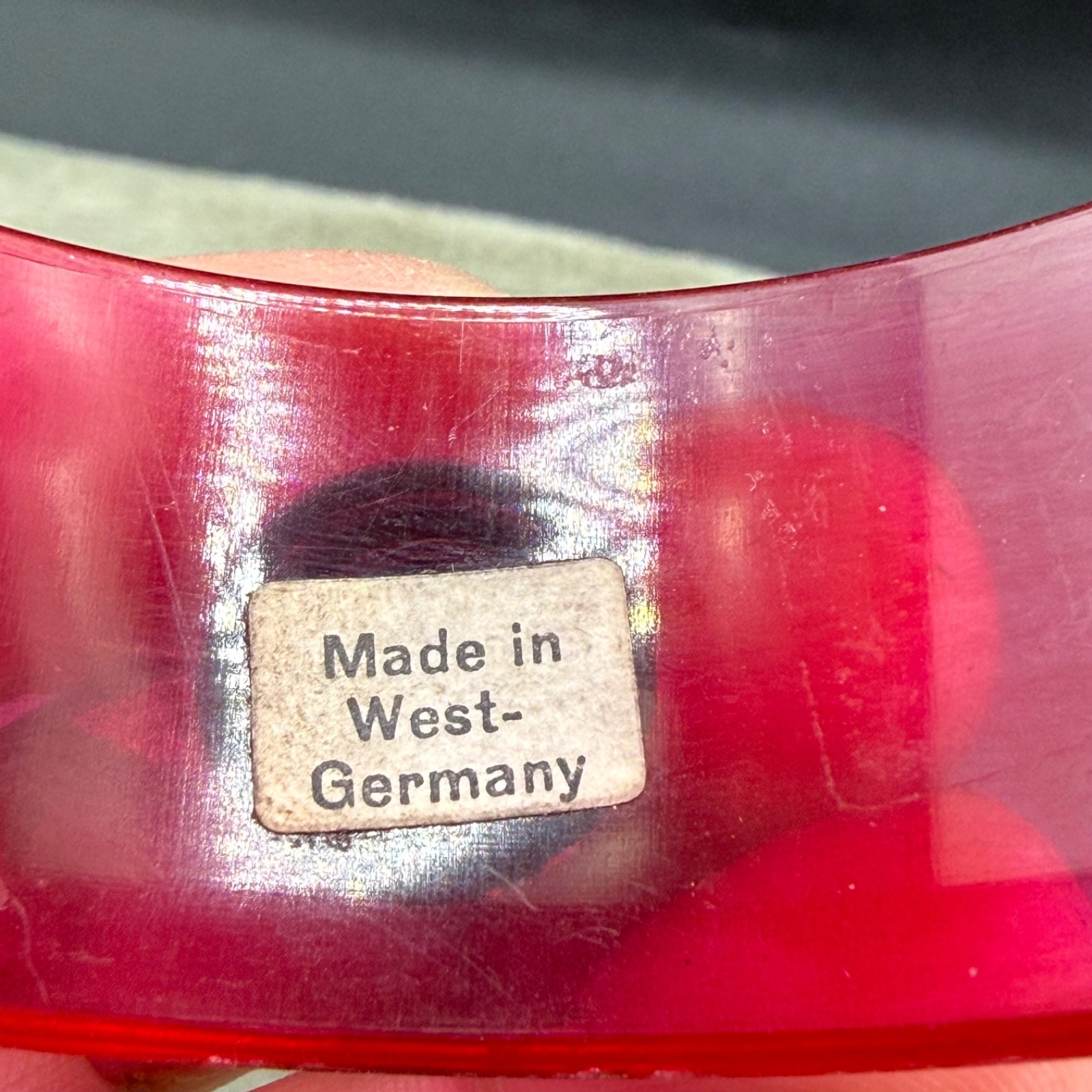 Vintage Western Germany Bangle Bracelet Retro Pink Acrylic 9”