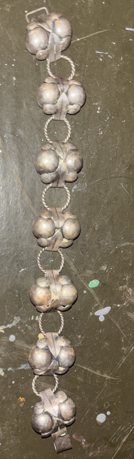 1940’s Design Mexico Taxco 980 Silver Pearl Link Bracelet Floral 20 Grams 7.5”