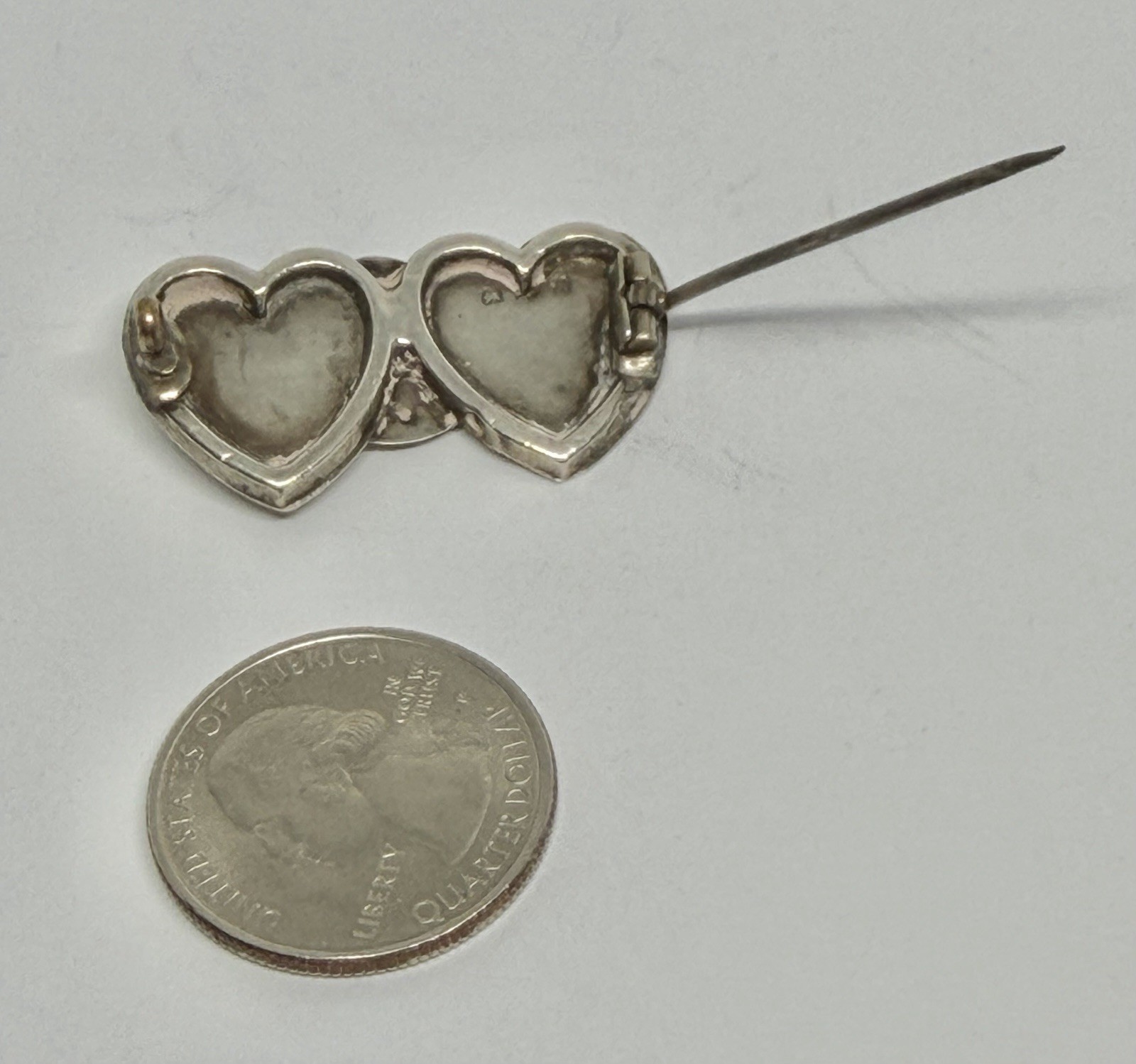 Antique Victorian Queen’s Jubilee Double Hearts & Victorian Bust Sterling Brooch
