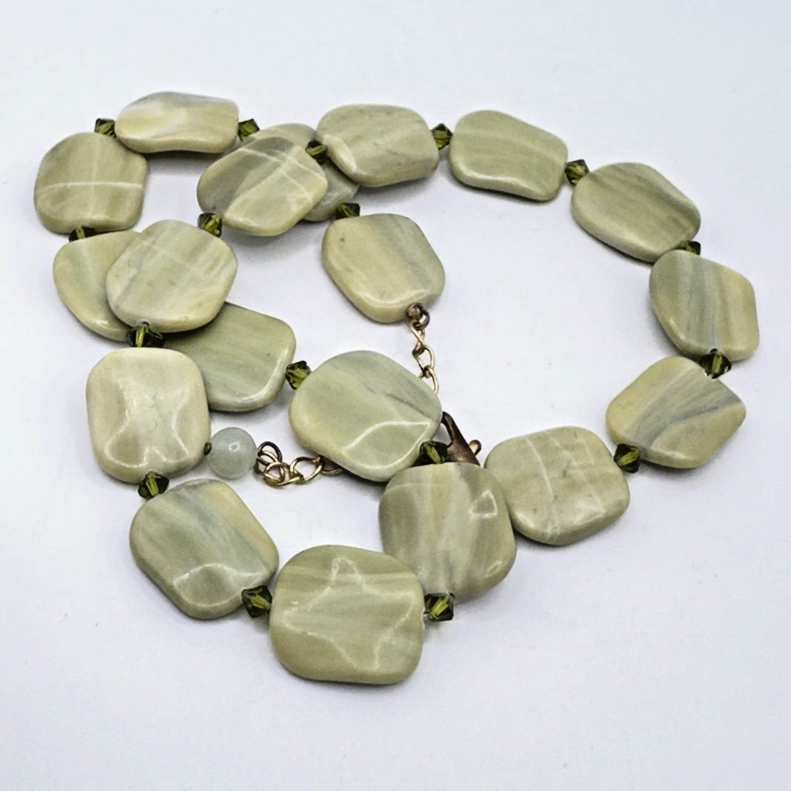 Vintage Artisan Jasper Necklace Choker Modern Boho Earthy Modern Butter Green