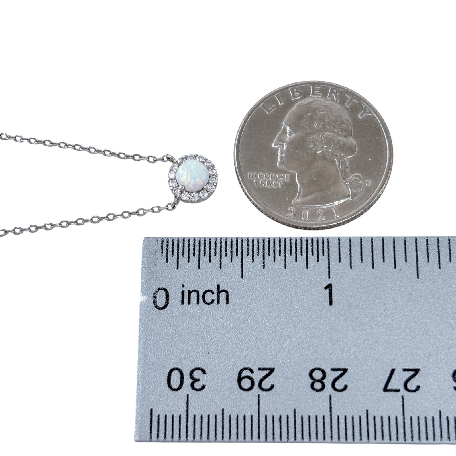 Vintage Sterling Silver 925 Halo Pendant Station Necklace 16″-18″