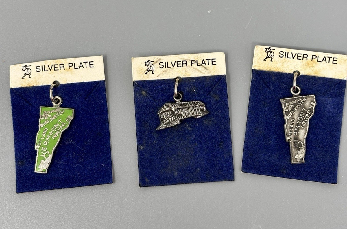 Lot of 3 Silverplate Vintage Charm Vermont State New Old Stock Covered Bridge