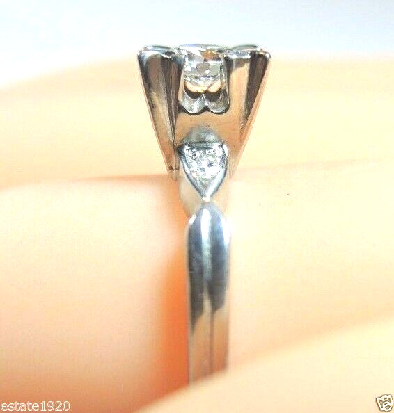 Antique Art Deco Diamond Engagement Platinum Ring Size 4.75 UK-J EGL USA