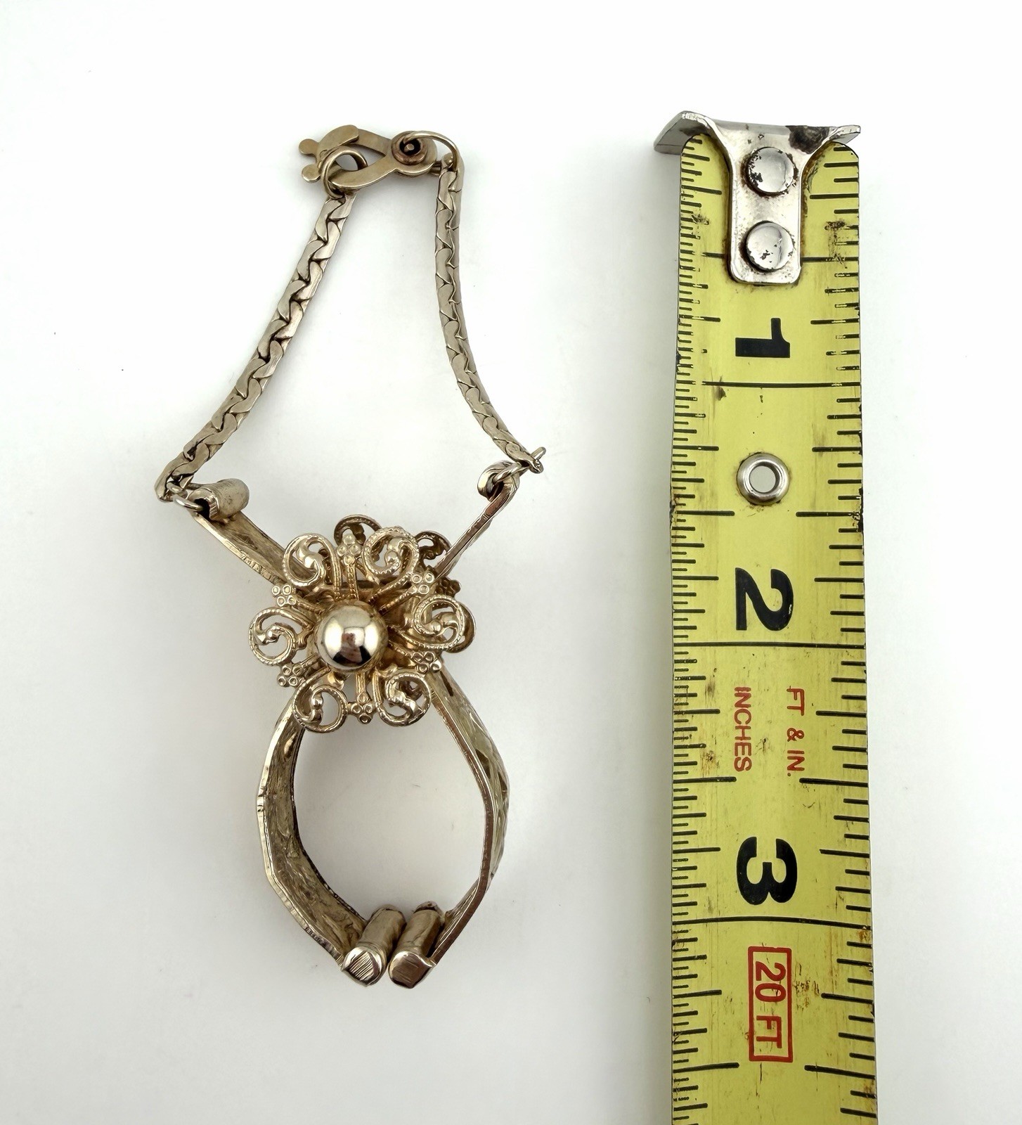 Flower Glove Scarf Clip Gold Tone Victorian Revival Purse Holder Vintage