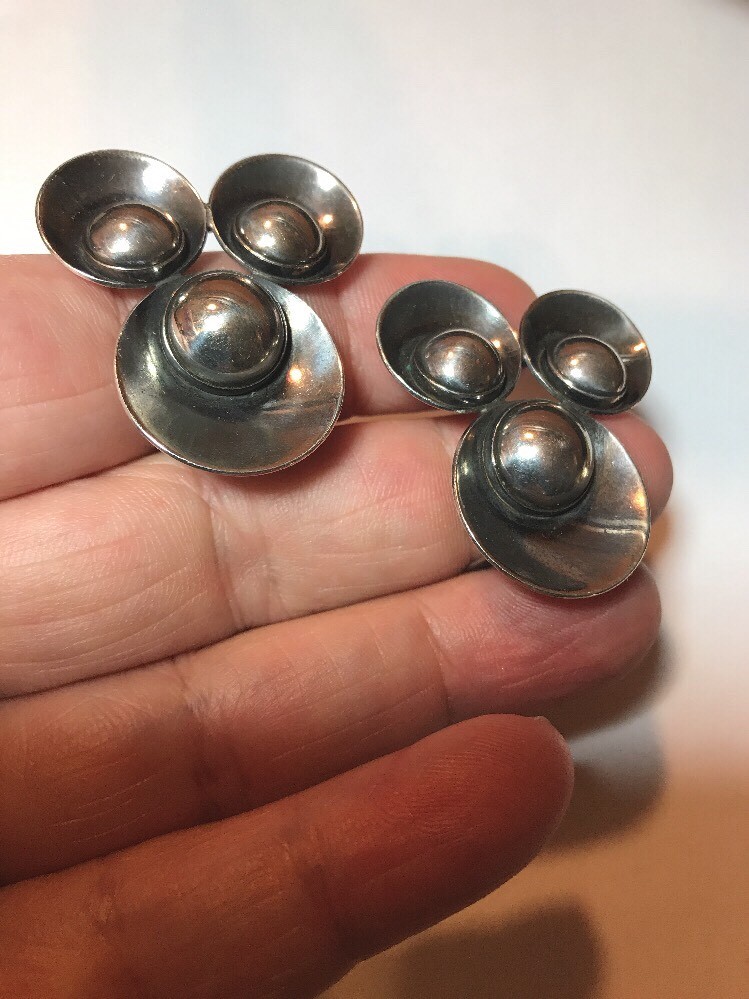 Oversized Unusual MCM Sterling Earrings N. E. From/ Denmark