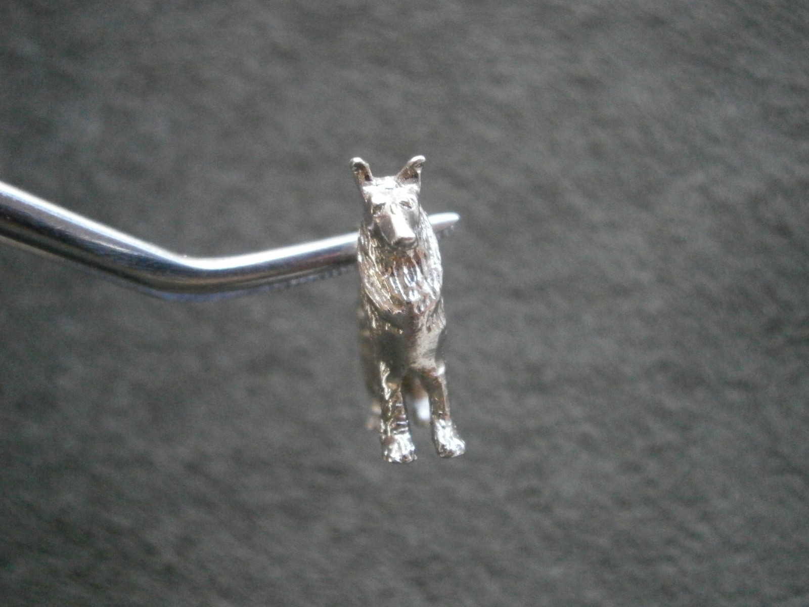 Rough Collie Lassie Dog Vintage Solid Shiny Sterling Silver Bracelet Charm 5.4g