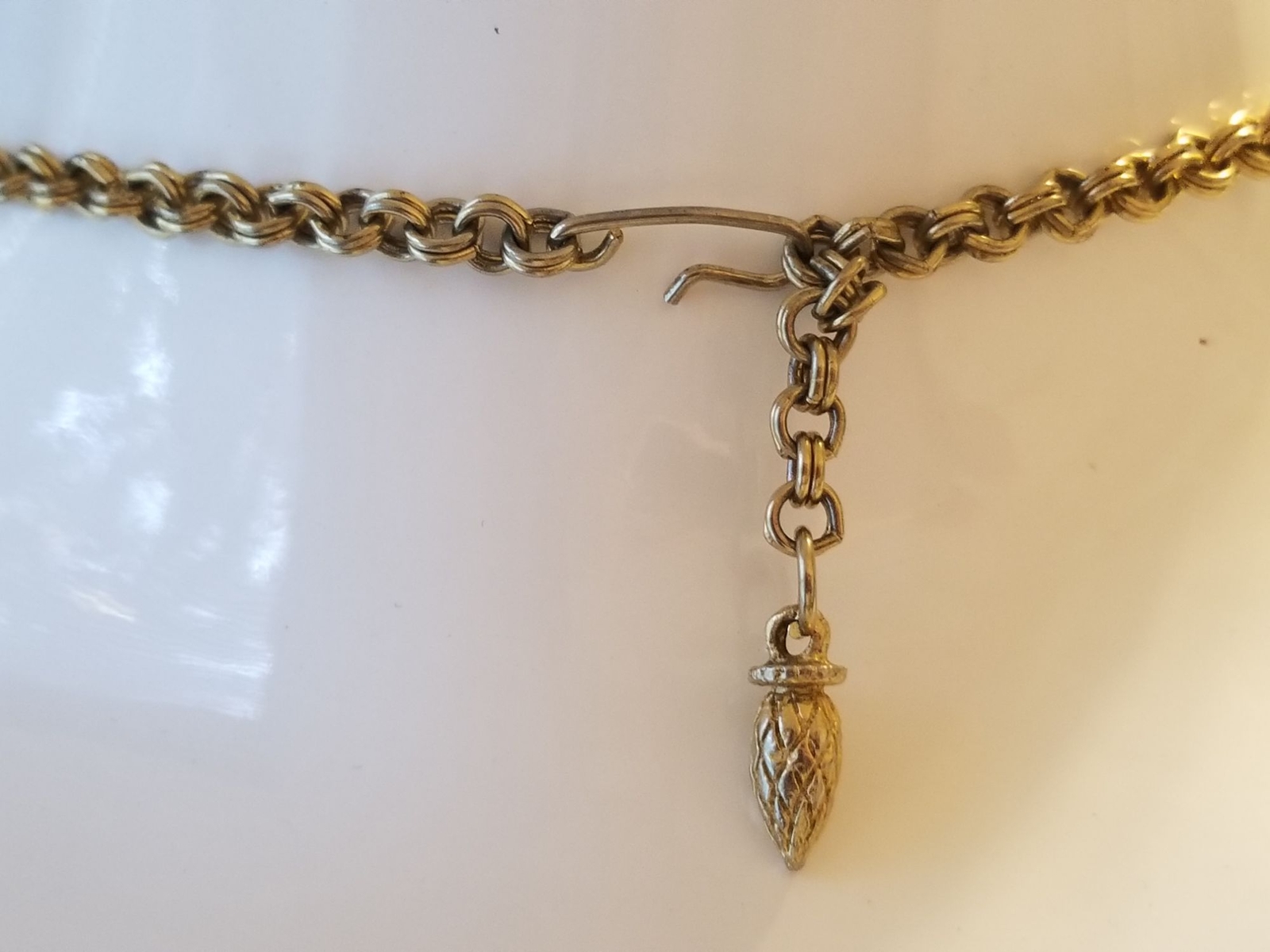 Choker Gold Tone Brown Seven Necklace Extender With Artichoke Retro Fun Vintage