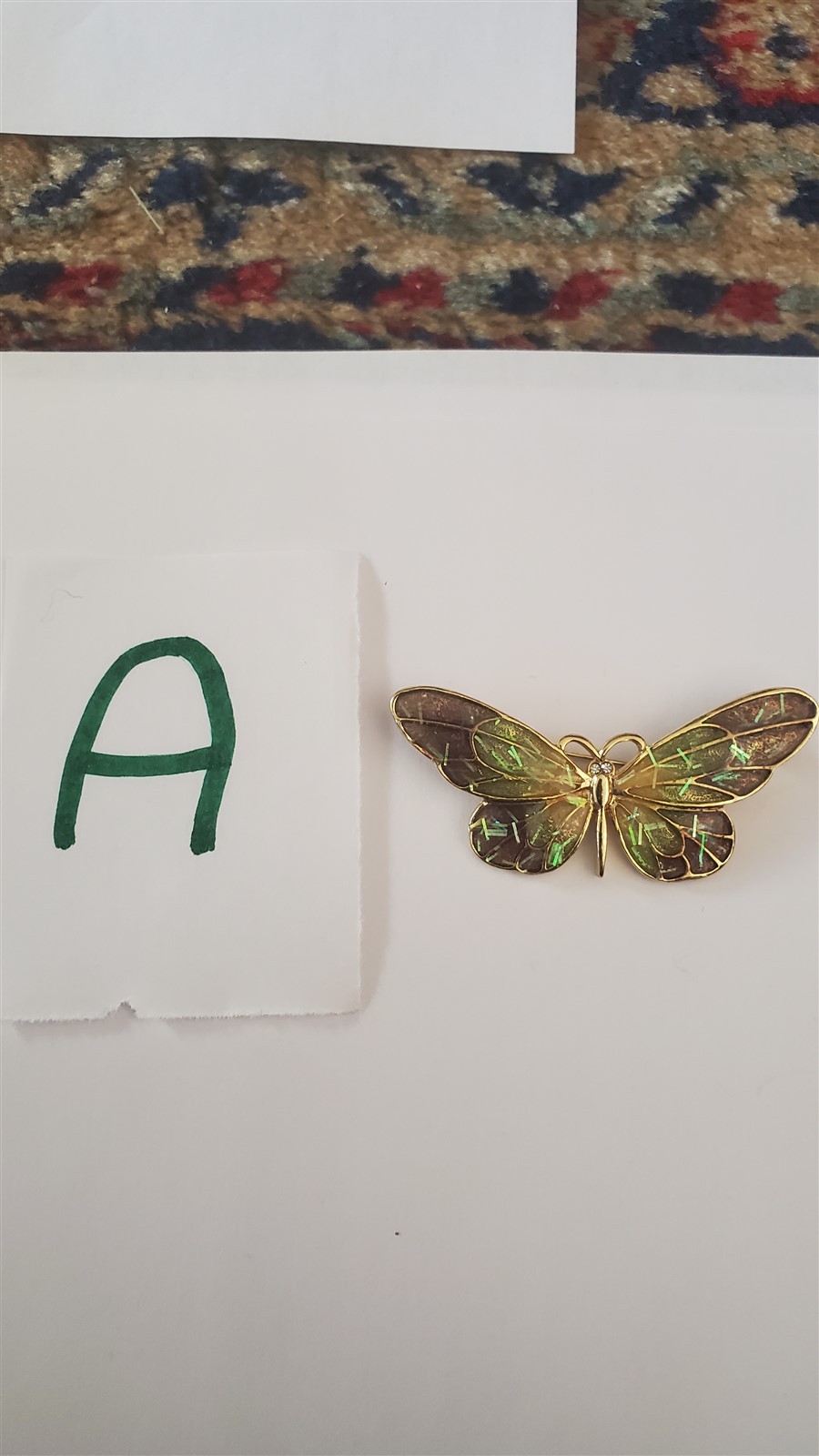 VTG Butterfly Jewelry Brooch Pin BUTTERFLY Translucent Purple Green Yellow 3″ *A